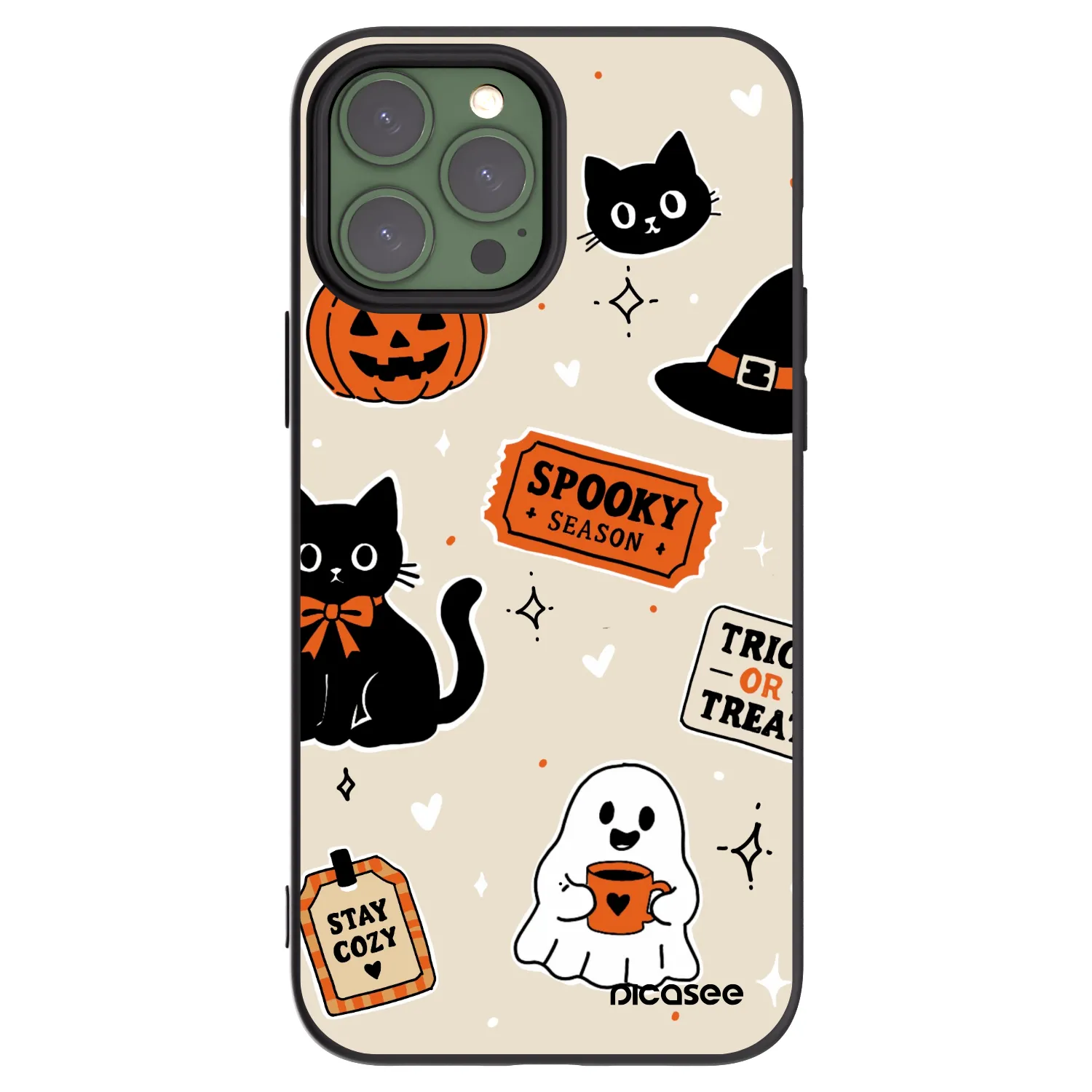 Picasee silikonový černý obal pro Apple iPhone 13 Pro Max - Halloween stickers