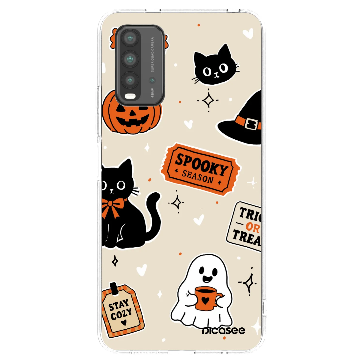 Picasee silikonový černý obal pro Xiaomi Redmi 9T - Halloween stickers