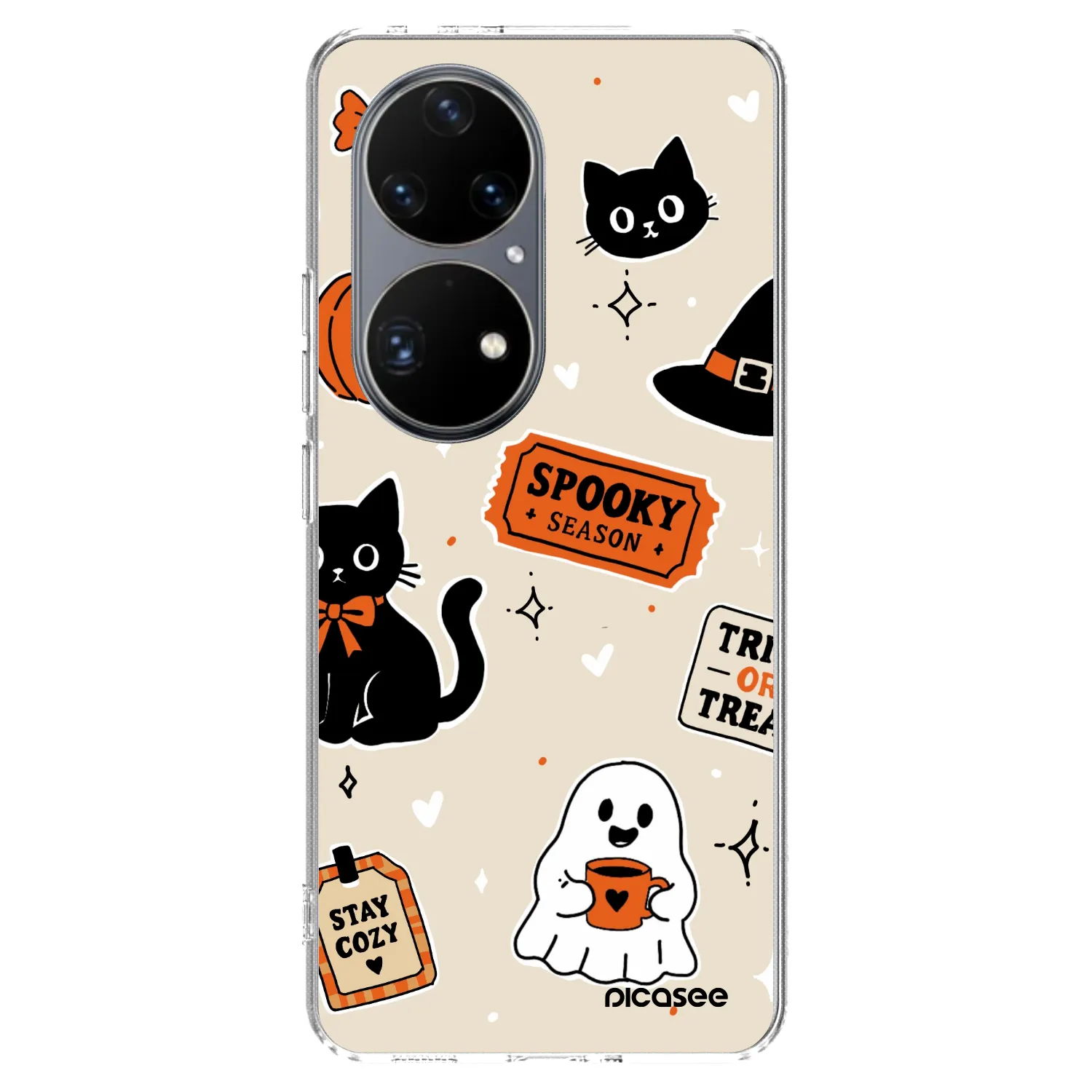 Picasee silikonový průhledný obal pro Huawei P50 - Halloween stickers