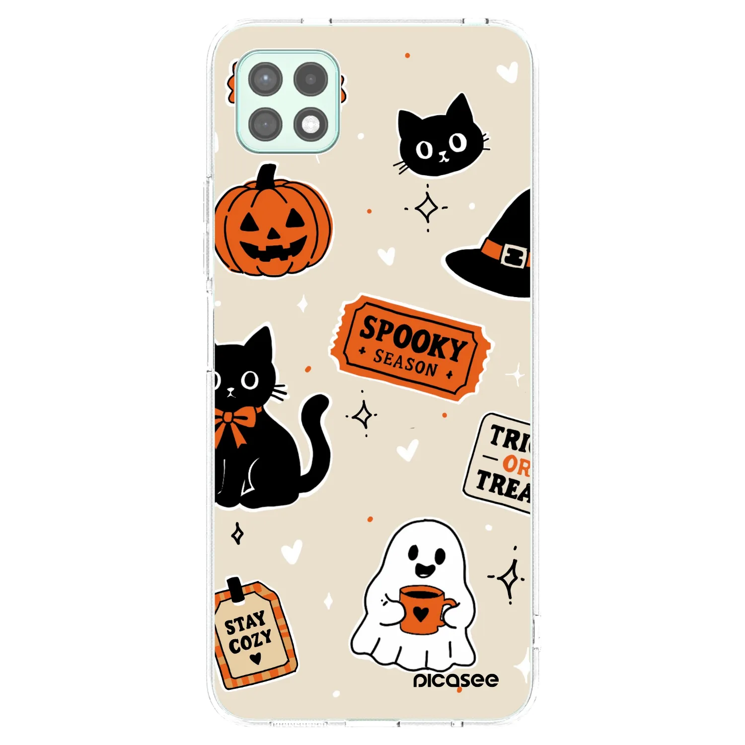 Picasee silikonový průhledný obal pro Samsung Galaxy A22 A226B 5G - Halloween stickers