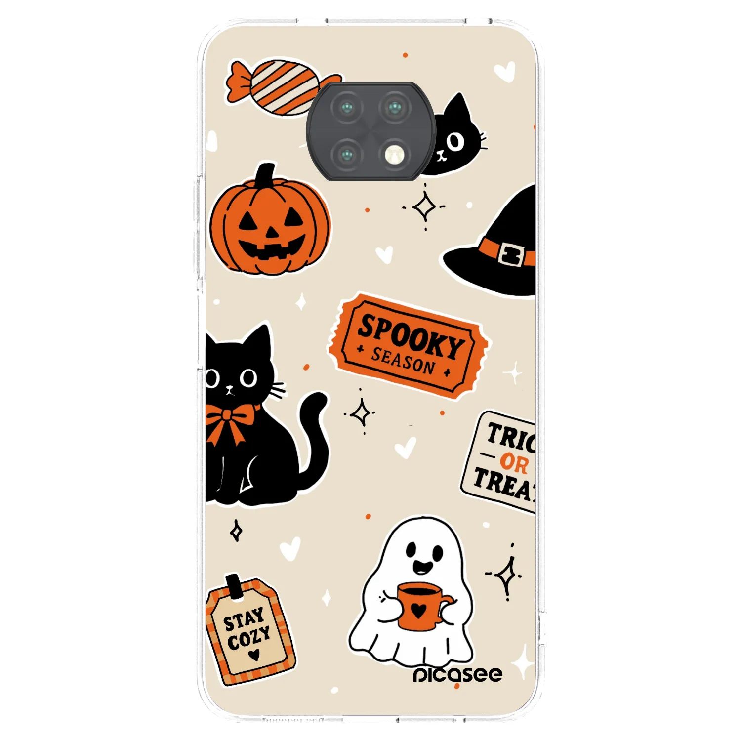 Picasee silikonový průhledný obal pro Xiaomi Redmi Note 9T - Halloween stickers