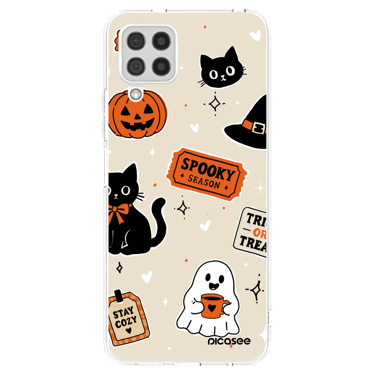 Picasee silikonový průhledný obal pro Samsung Galaxy A22 A225F 4G - Halloween stickers