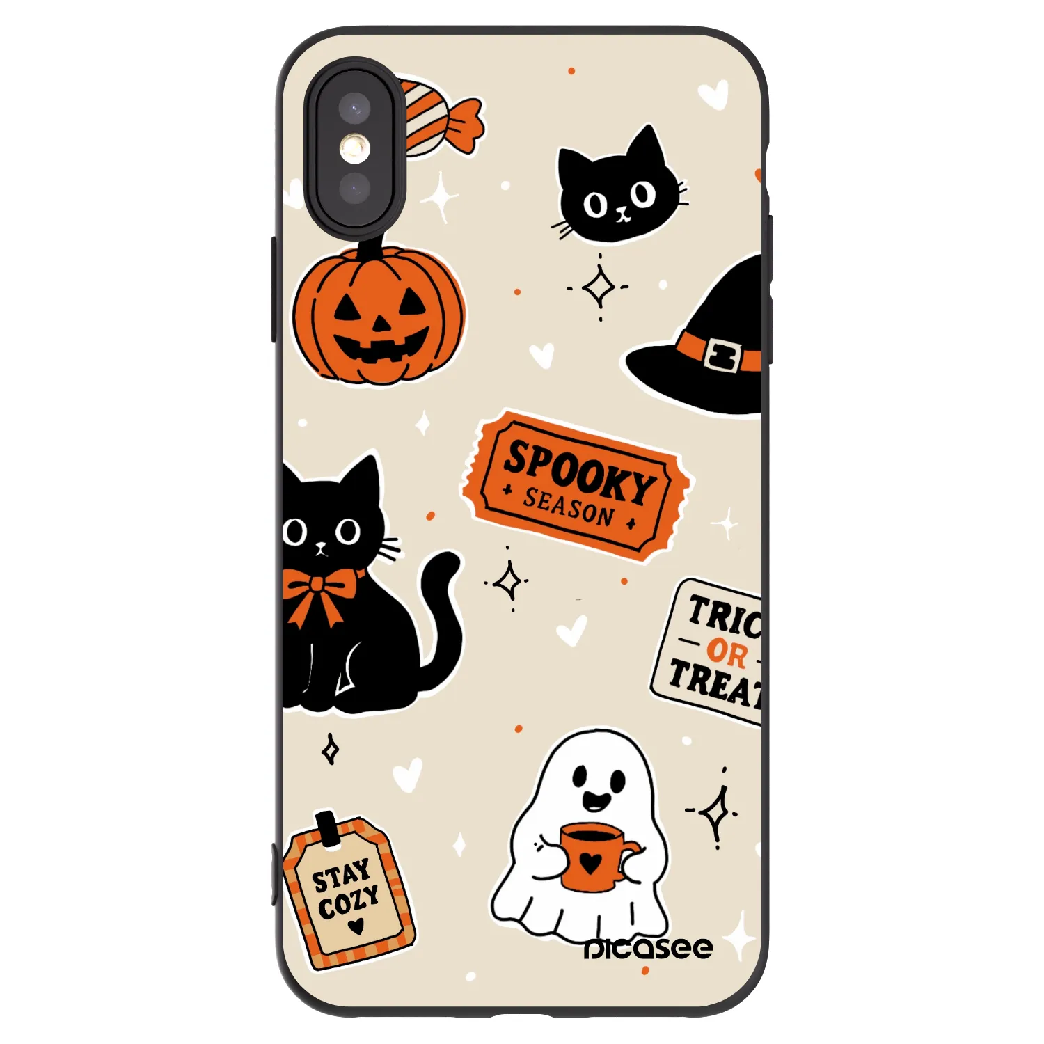 Picasee silikonový černý obal pro Apple iPhone XS Max - Halloween stickers