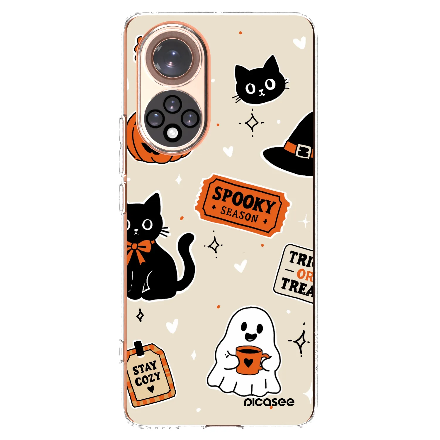 Picasee silikonový průhledný obal pro Huawei Nova 9 - Halloween stickers