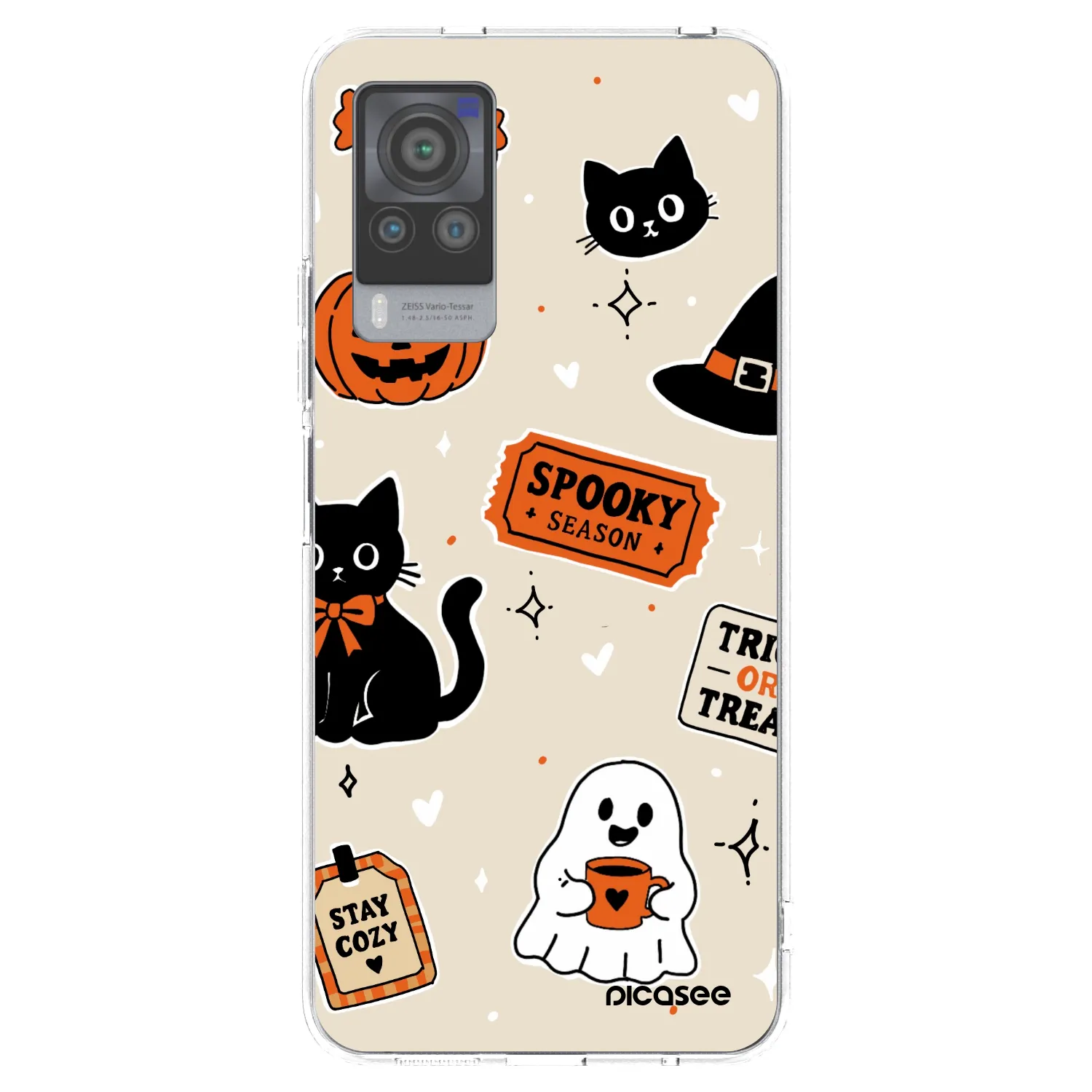 Picasee silikonový průhledný obal pro Vivo X60 Pro 5G - Halloween stickers