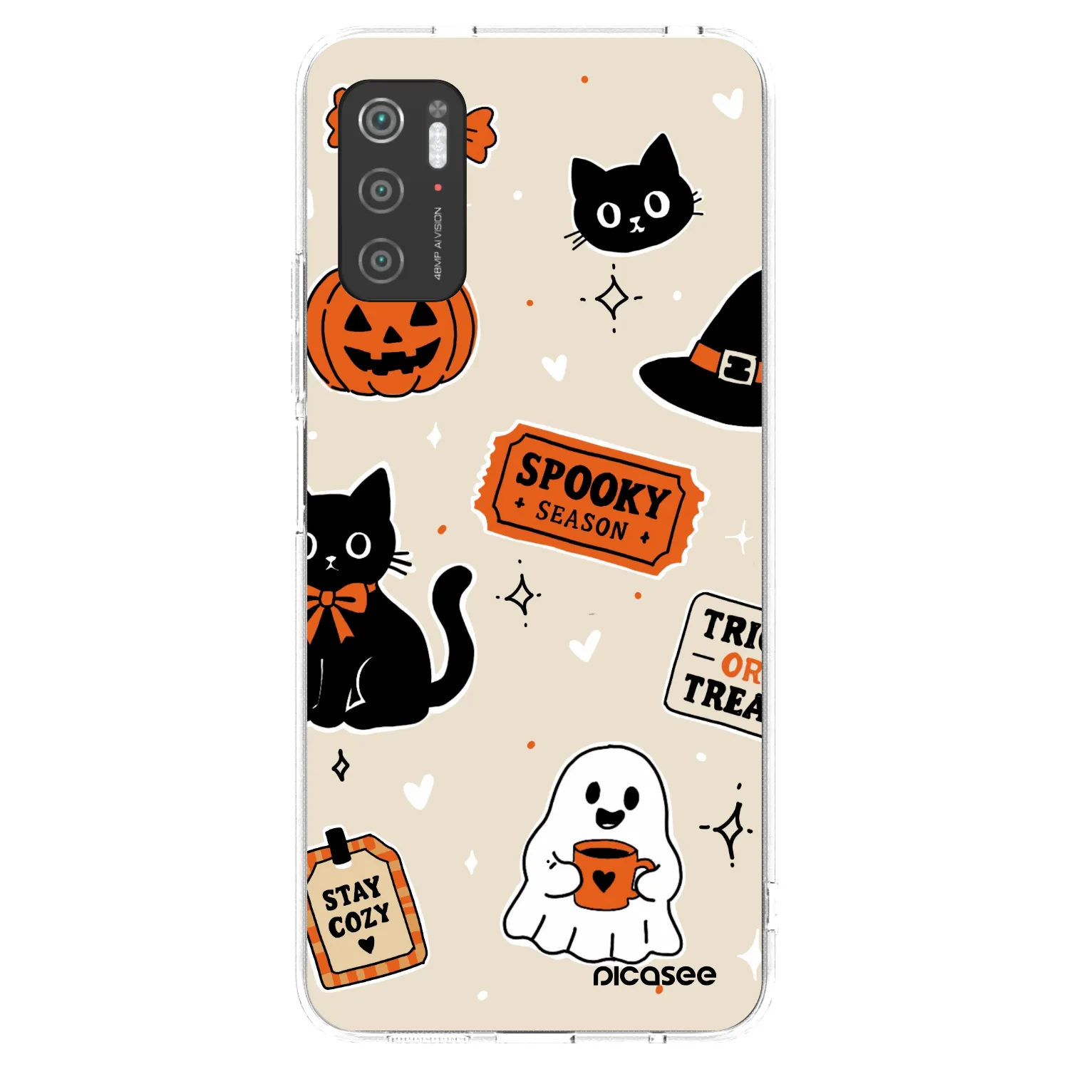 Picasee silikonový průhledný obal pro Xiaomi Poco M3 Pro 5G - Halloween stickers