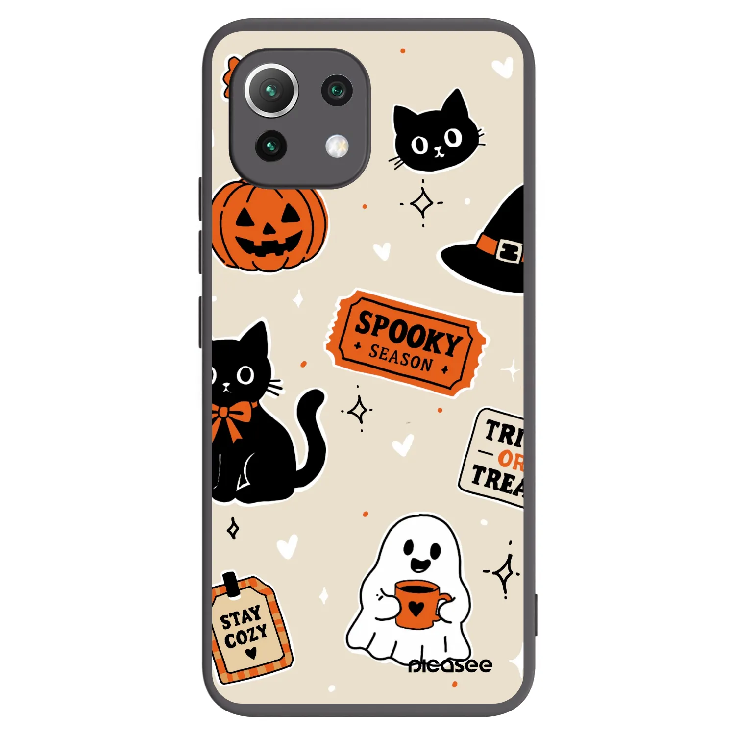 Picasee silikonový černý obal pro Xiaomi 11 Lite 5G NE - Halloween stickers