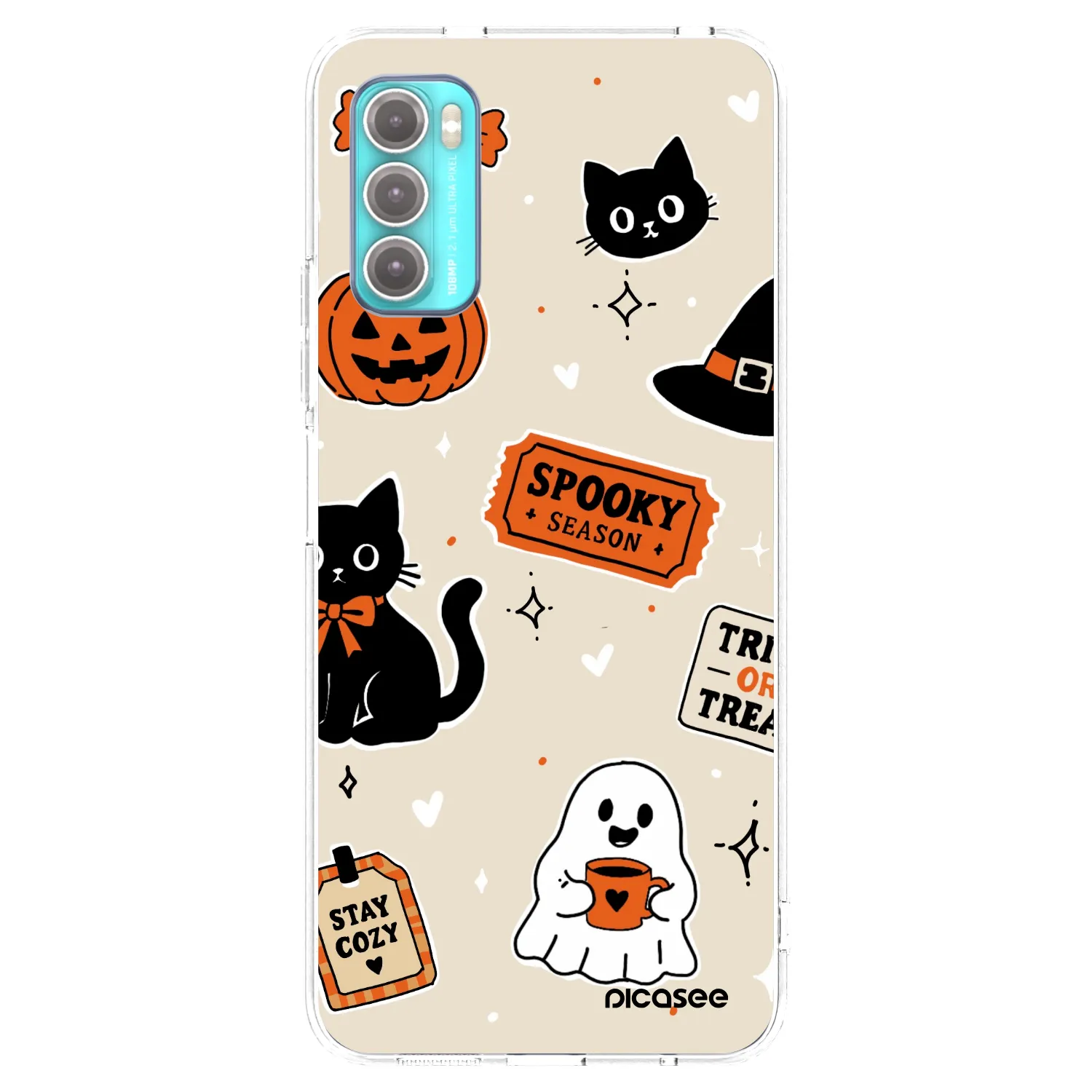Picasee silikonový průhledný obal pro Motorola Moto G60 - Halloween stickers