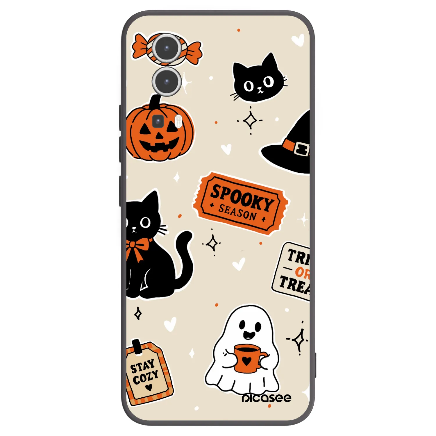 Picasee silikonový černý obal pro Vivo Y72 5G - Halloween stickers