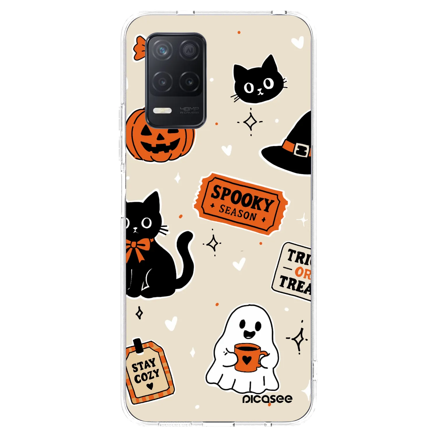 Picasee silikonový průhledný obal pro Realme 8 5G - Halloween stickers