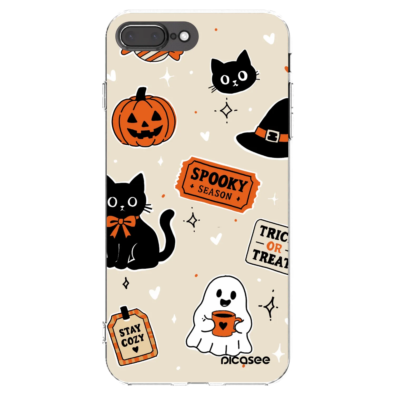Picasee silikonový průhledný obal pro Apple iPhone 7 Plus - Halloween stickers