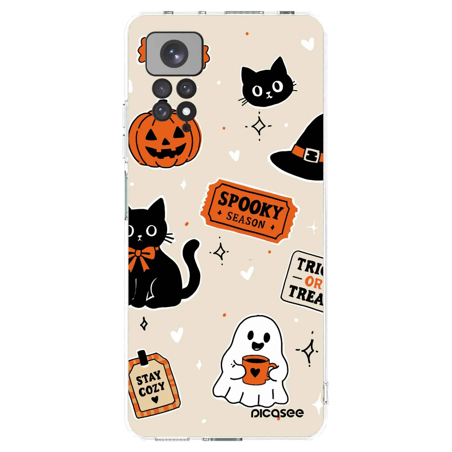 Picasee silikonový průhledný obal pro Xiaomi Redmi Note 11S 4G - Halloween stickers