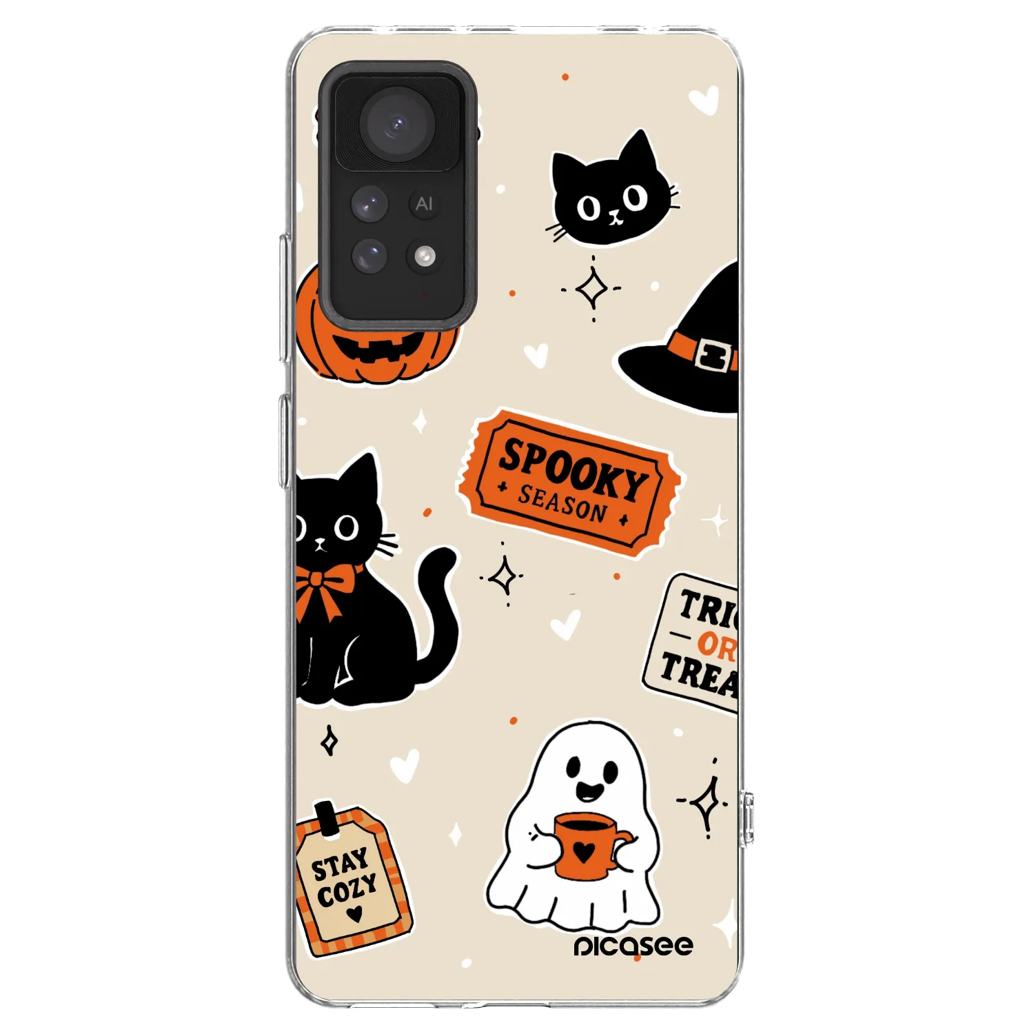 Picasee silikonový průhledný obal pro Xiaomi Redmi Note 11 Pro - Halloween stickers