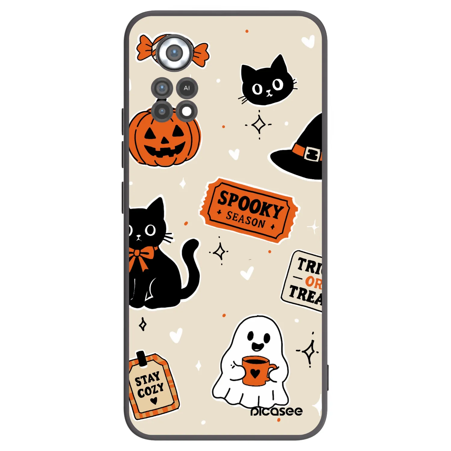 Picasee silikonový černý obal pro Xiaomi Poco X4 Pro 5G - Halloween stickers