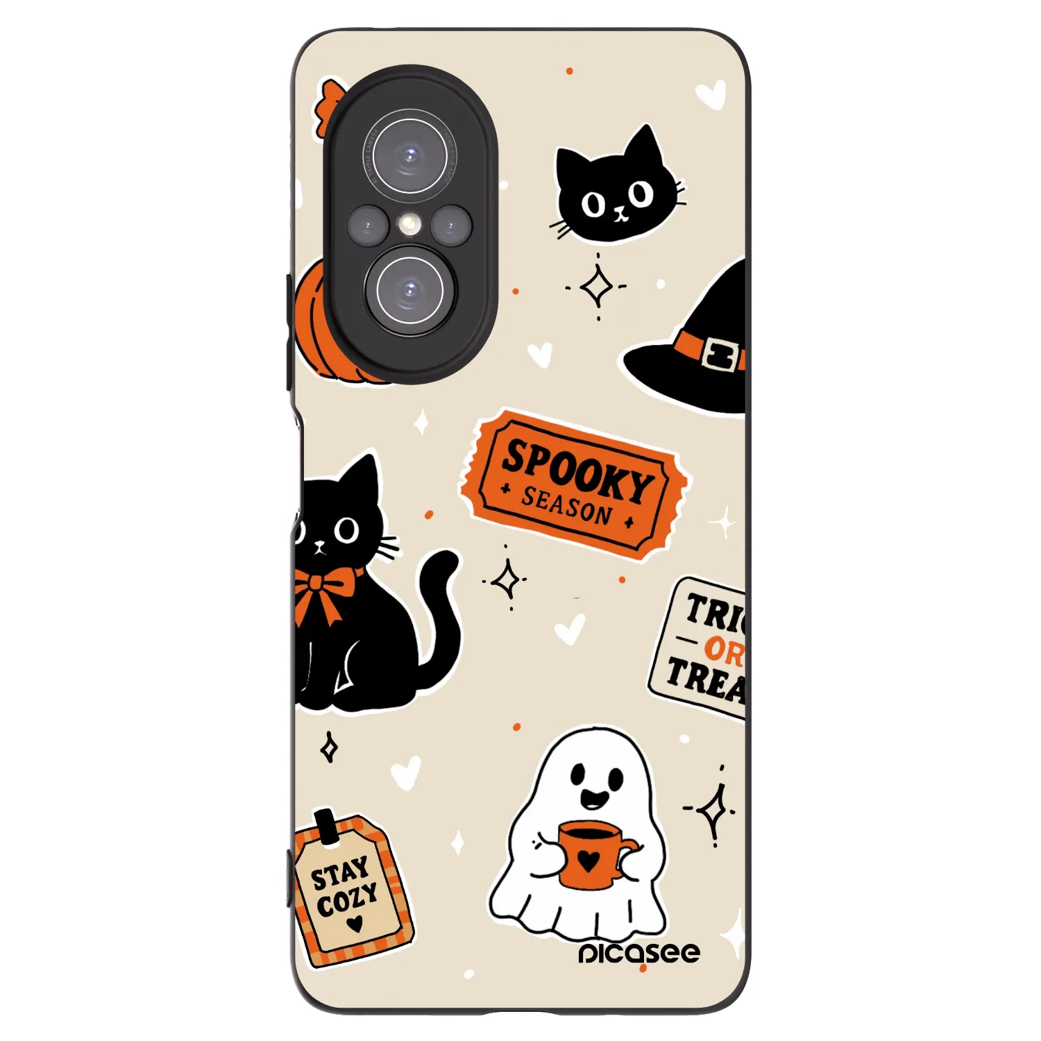 Picasee silikonový černý obal pro Huawei Nova 9 SE - Halloween stickers