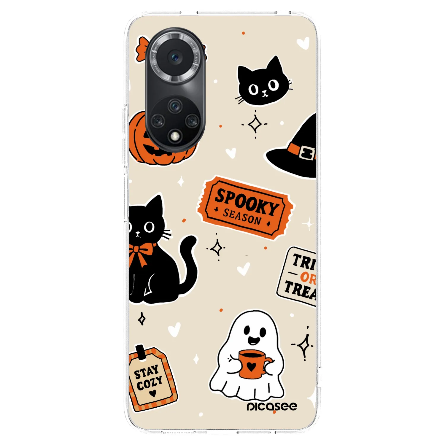 Picasee silikonový průhledný obal pro Huawei Nova 9 SE - Halloween stickers