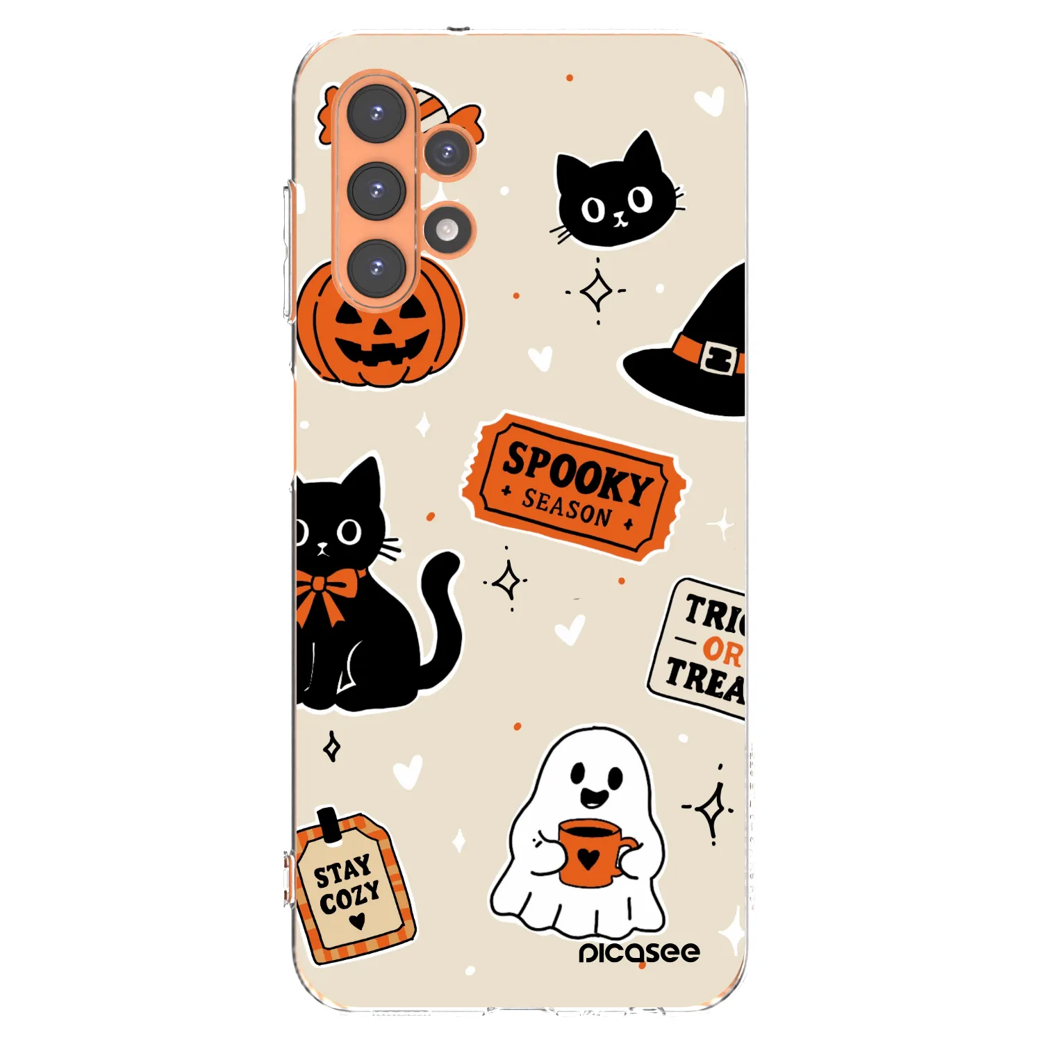 Picasee silikonový průhledný obal pro Samsung Galaxy A13 4G A135 - Halloween stickers