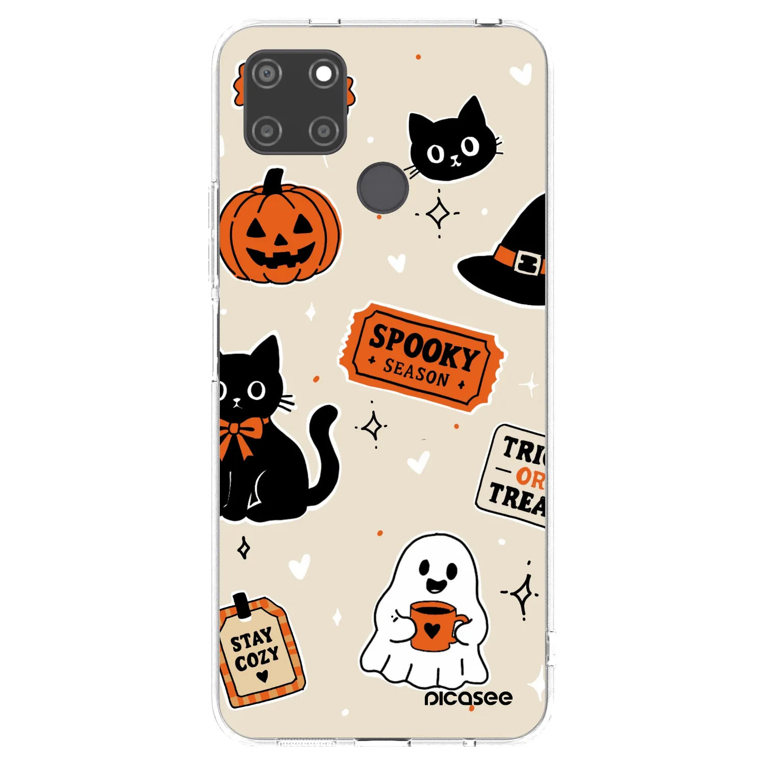 Picasee silikonový průhledný obal pro Realme C21Y - Halloween stickers
