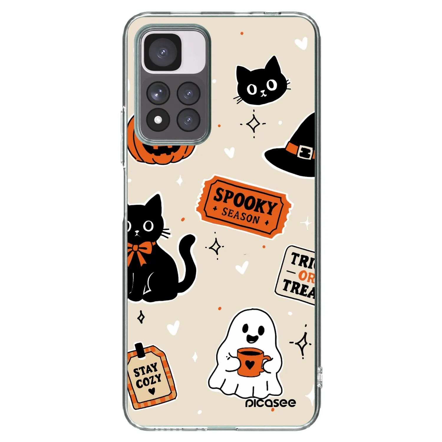 Picasee silikonový průhledný obal pro Xiaomi Redmi Note 11 Pro+ 5G - Halloween stickers