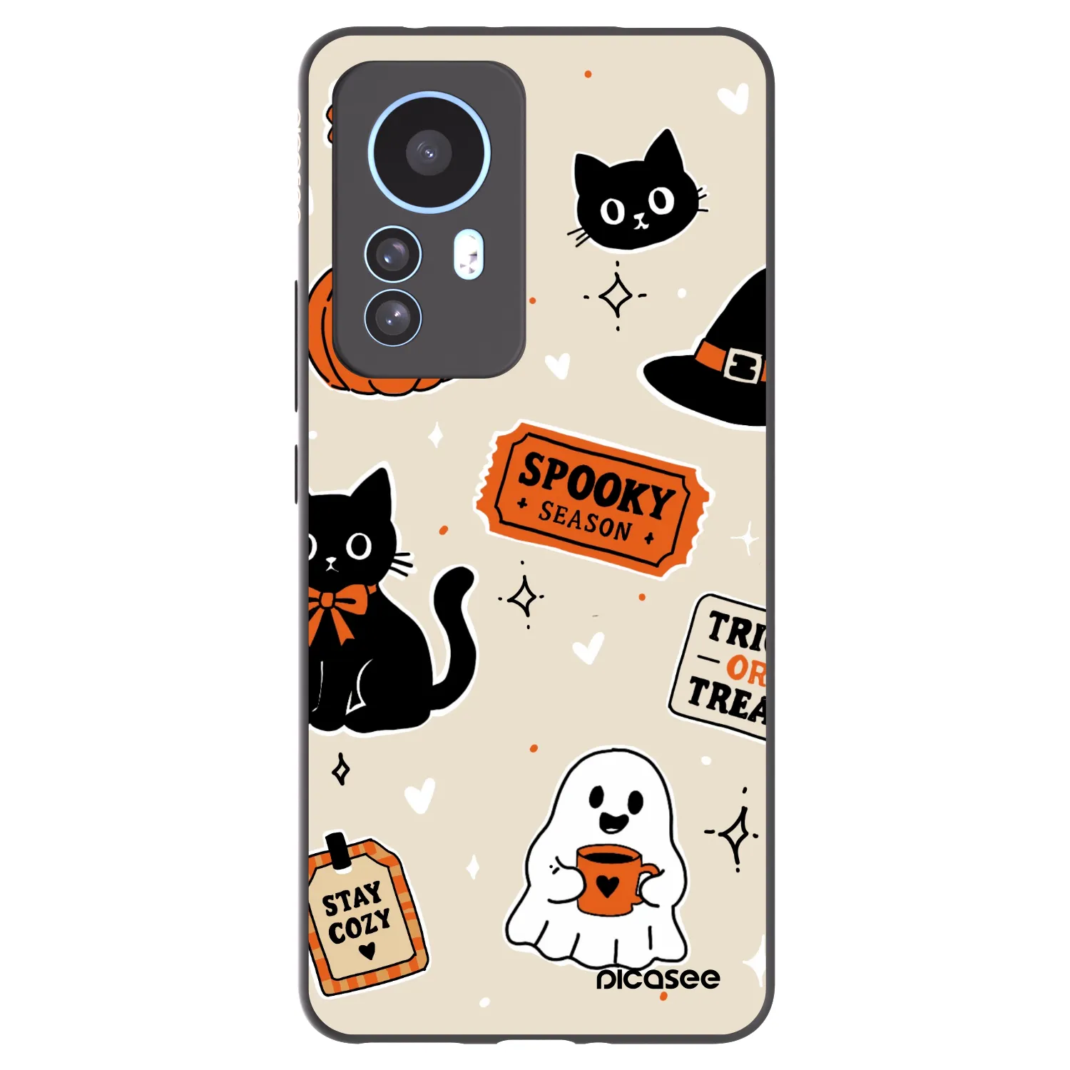 Picasee silikonový černý obal pro Xiaomi 12T - Halloween stickers