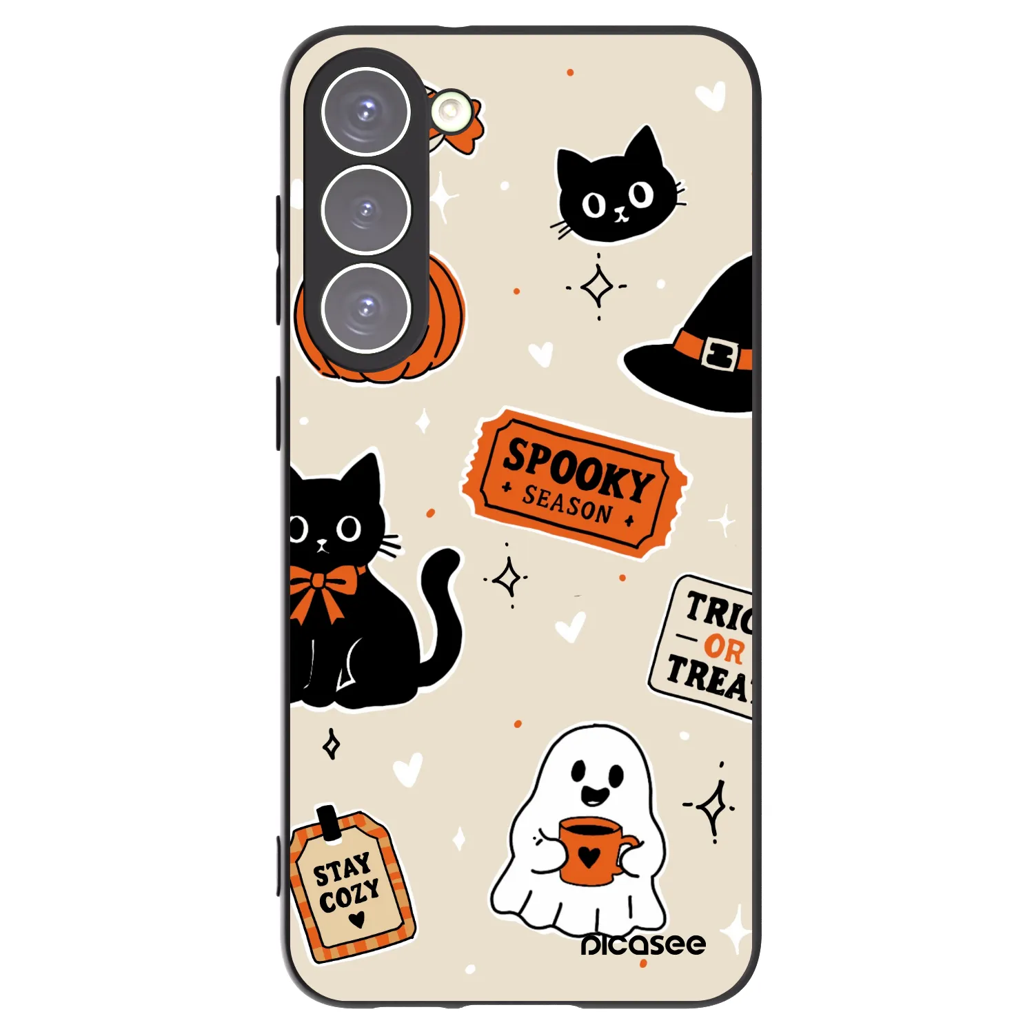 Picasee silikonový černý obal pro Samsung Galaxy S23+ 5G - Halloween stickers