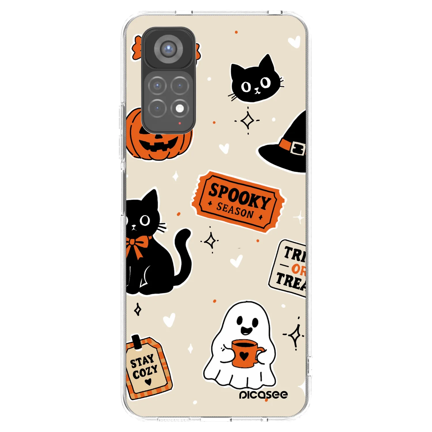 Picasee silikonový průhledný obal pro Xiaomi Redmi Note 11S 5G - Halloween stickers