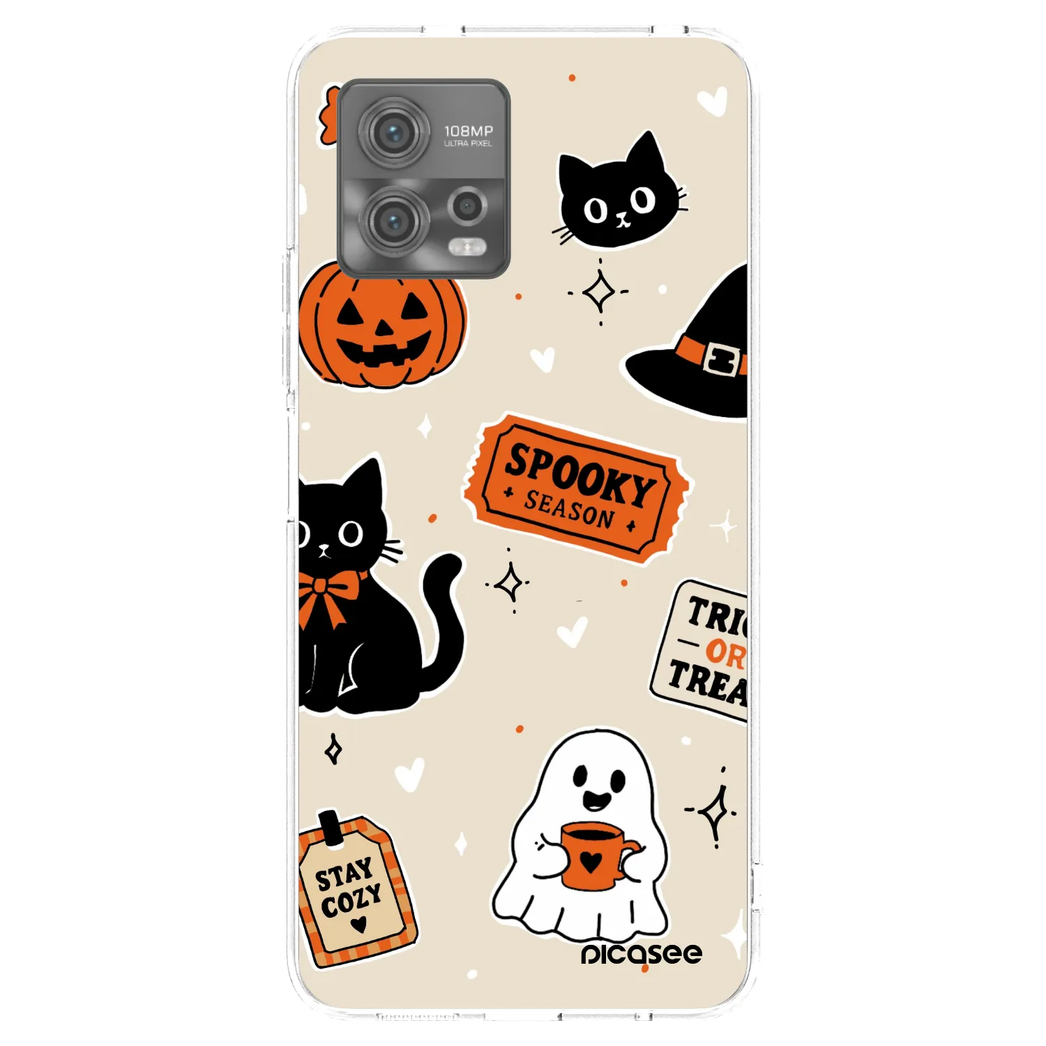 Picasee silikonový průhledný obal pro Motorola Moto G72 - Halloween stickers