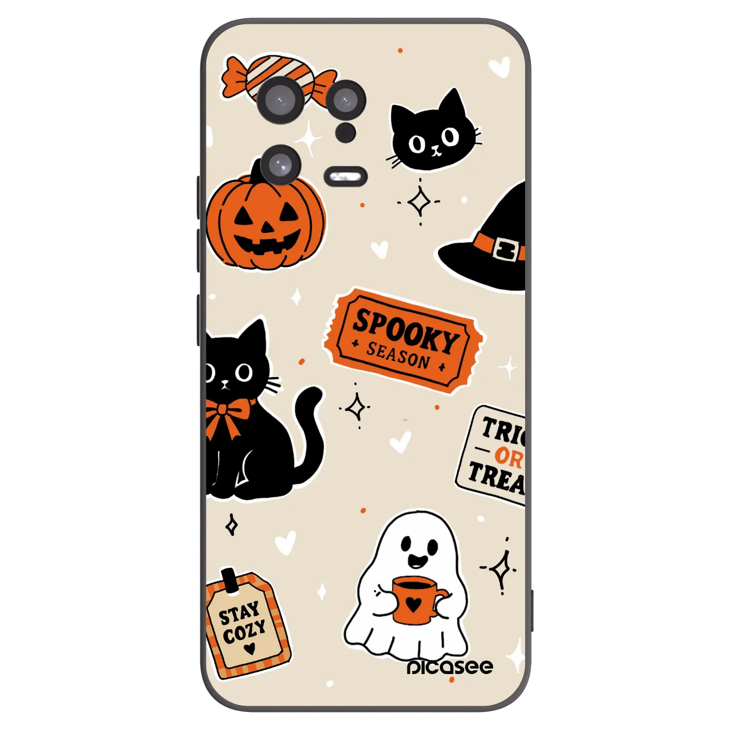 Picasee silikonový černý obal pro Xiaomi 13 - Halloween stickers
