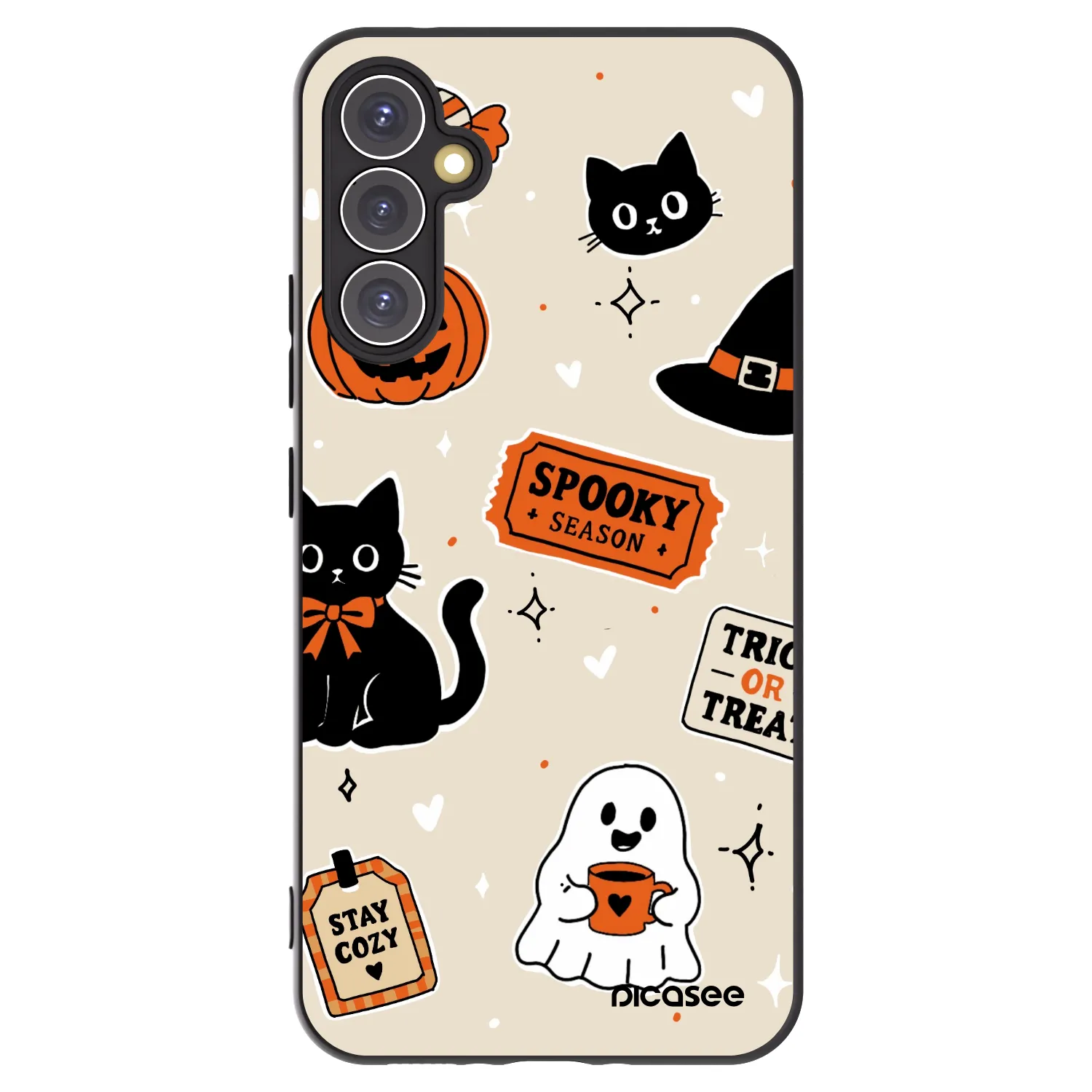 Picasee silikonový černý obal pro Samsung Galaxy A34 5G A346B - Halloween stickers