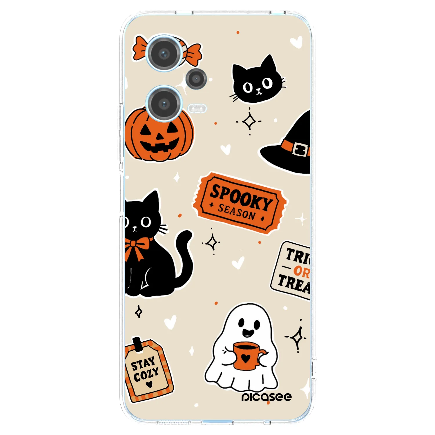 Picasee silikonový průhledný obal pro Xiaomi Redmi Note 12 5G - Halloween stickers