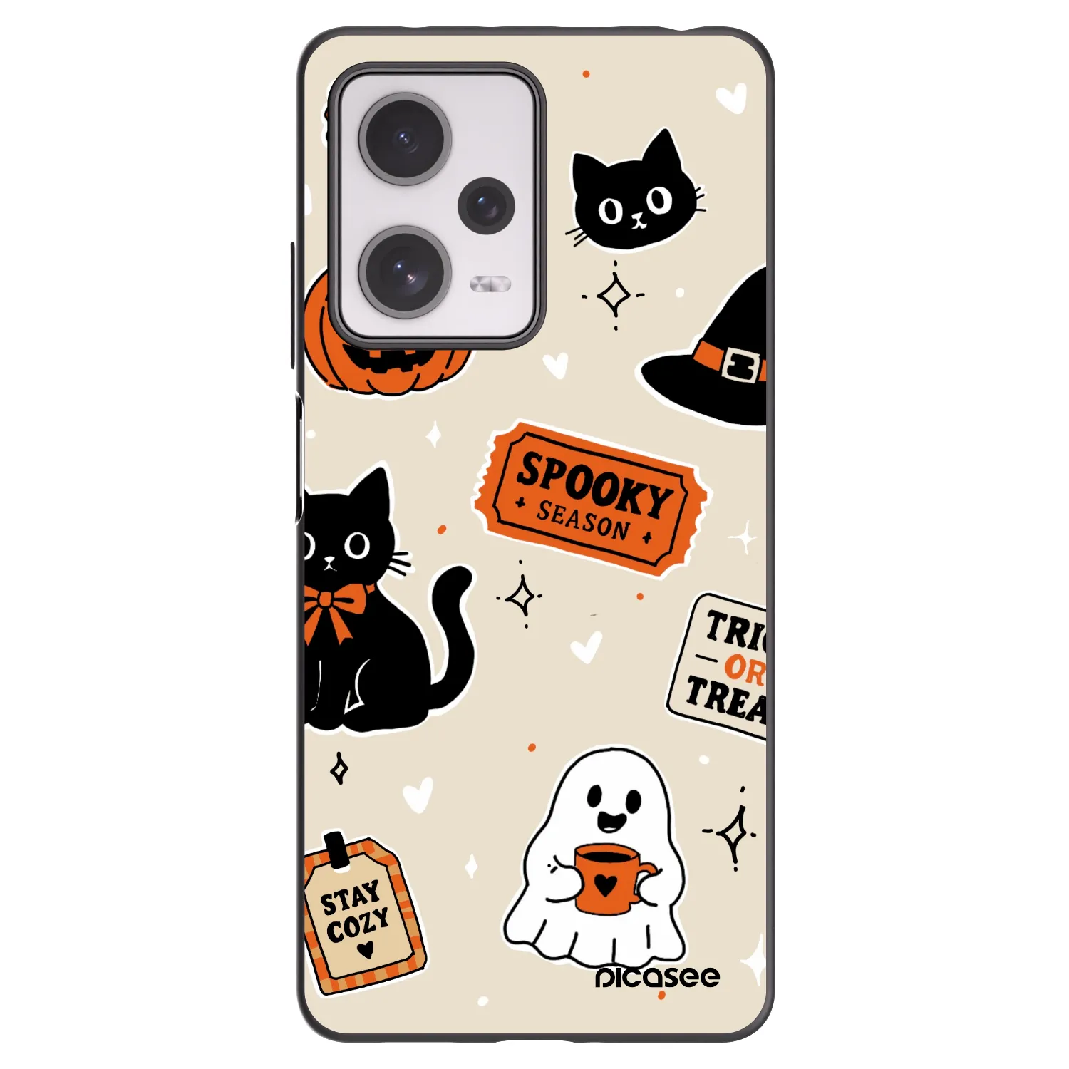 Picasee silikonový černý obal pro Xiaomi Redmi Note 12 Pro+ 5G - Halloween stickers