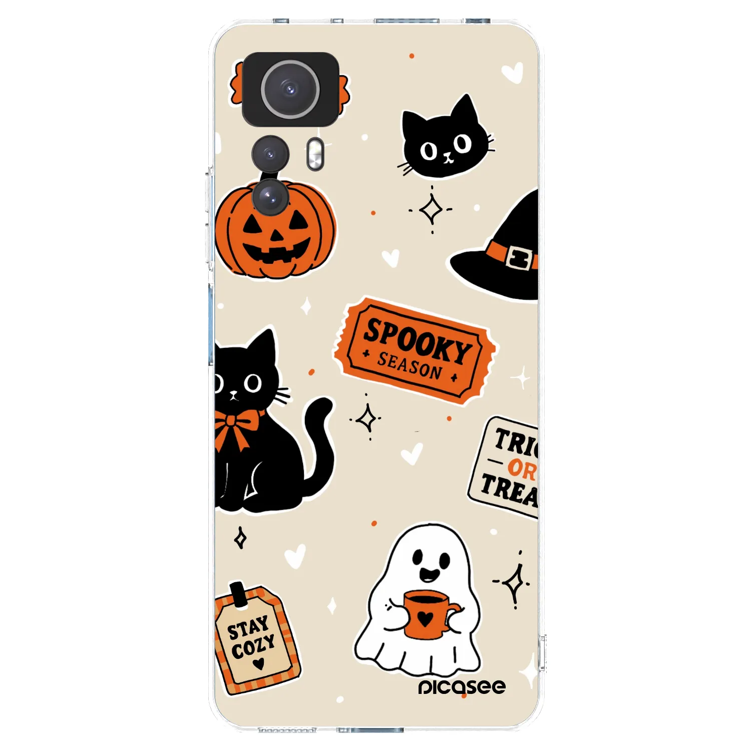 Picasee silikonový průhledný obal pro Xiaomi Redmi Note 12S - Halloween stickers