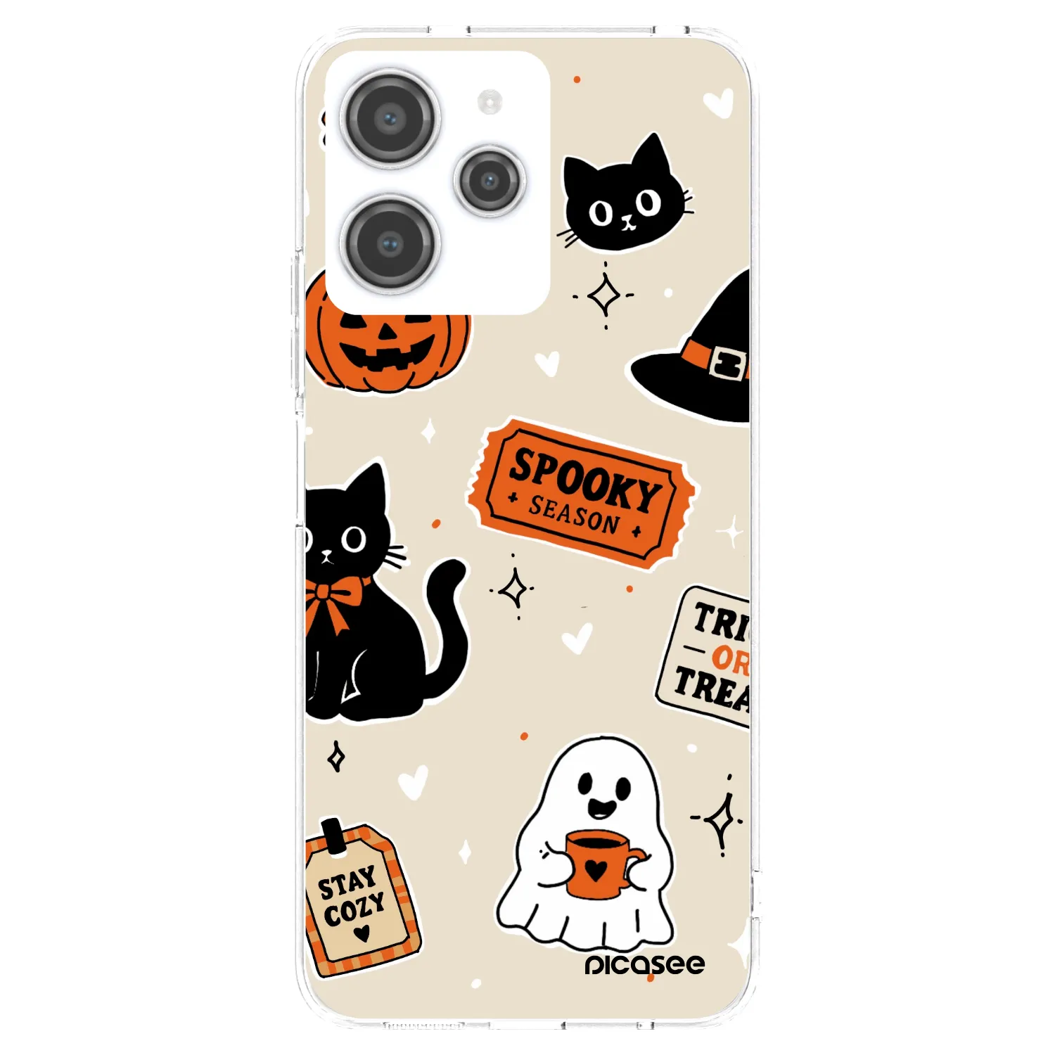 Picasee silikonový průhledný obal pro Xiaomi Redmi 12 4G - Halloween stickers