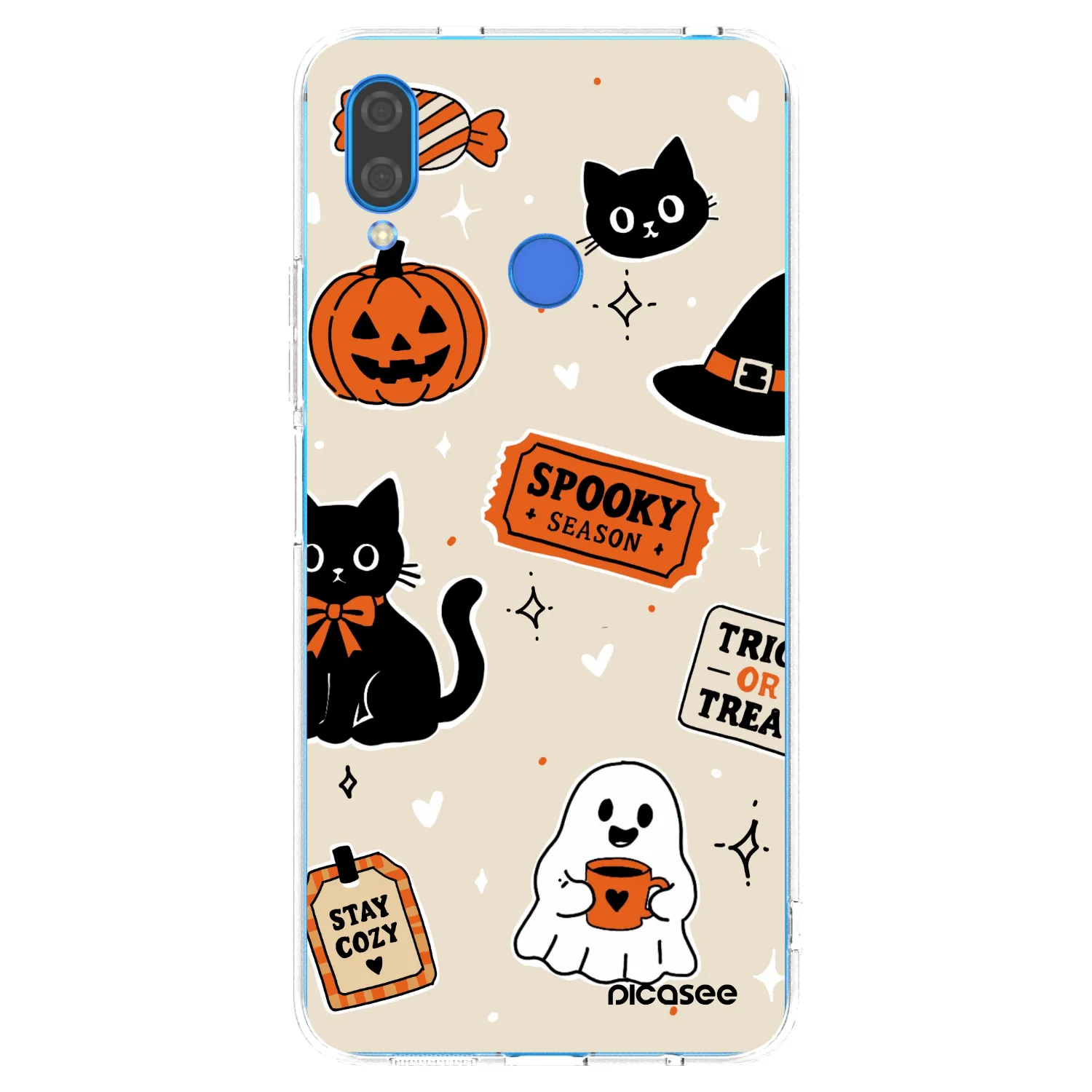 Picasee silikonový průhledný obal pro Huawei Nova 3i - Halloween stickers