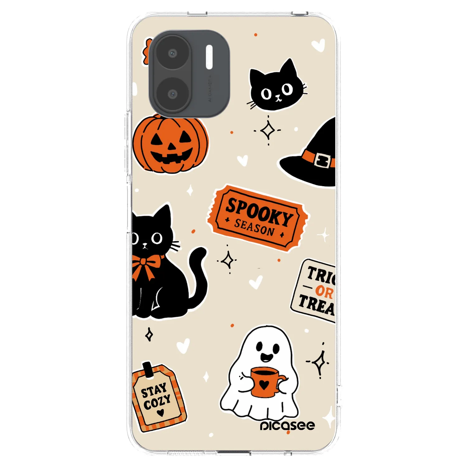 Picasee silikonový průhledný obal pro Xiaomi Redmi A2 - Halloween stickers