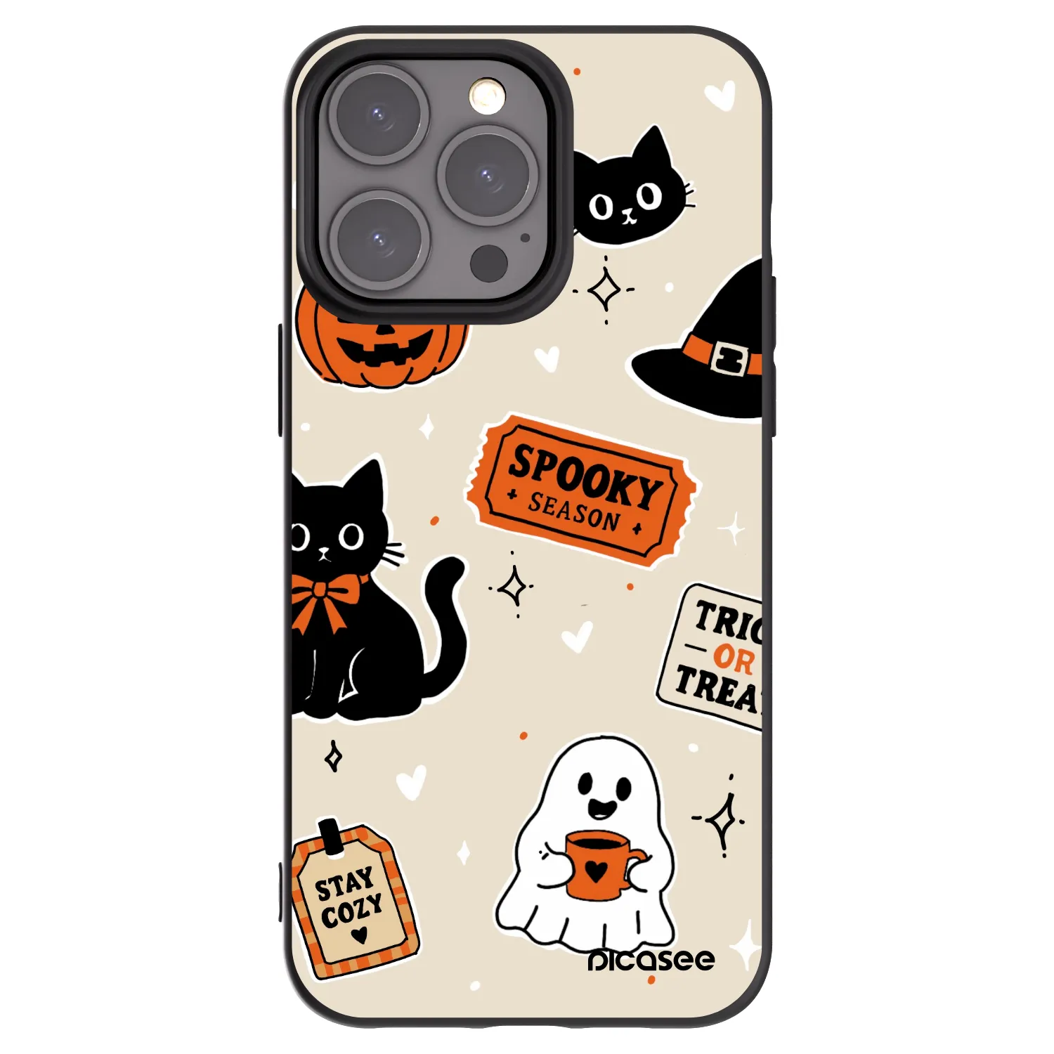Picasee silikonový černý obal pro Apple iPhone 15 Pro Max - Halloween stickers