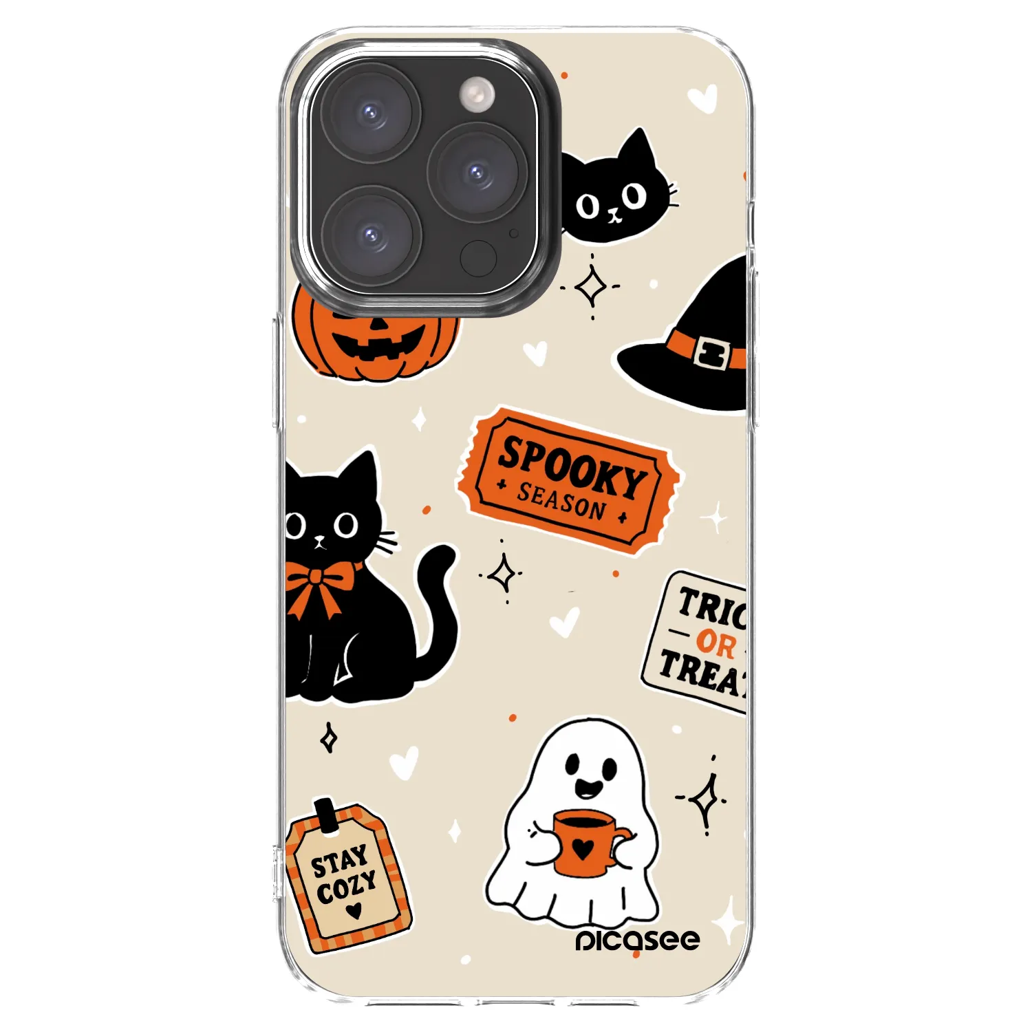 Picasee silikonový průhledný obal pro Apple iPhone 15 Pro Max - Halloween stickers