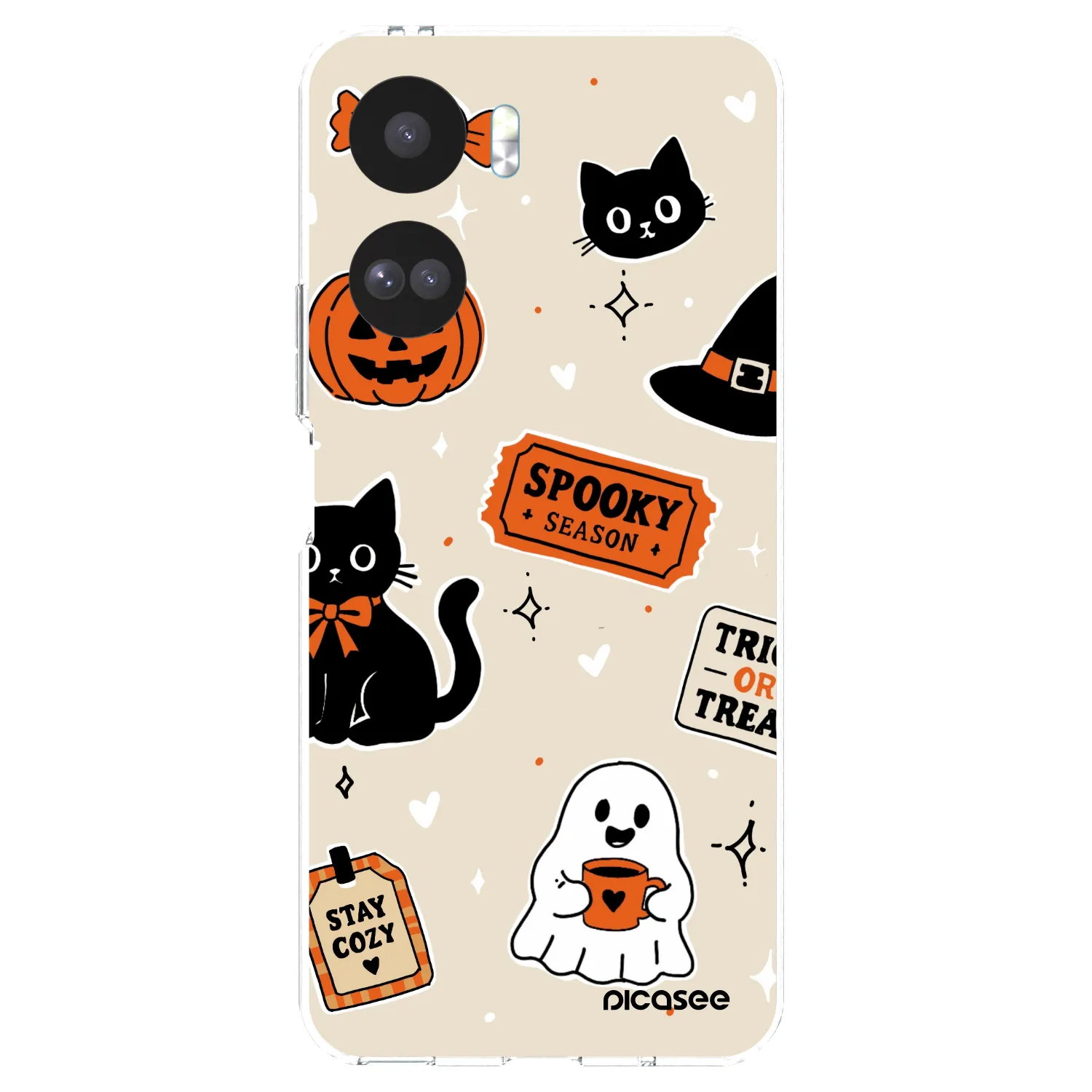Picasee silikonový průhledný obal pro Honor 90 Lite 5G - Halloween stickers