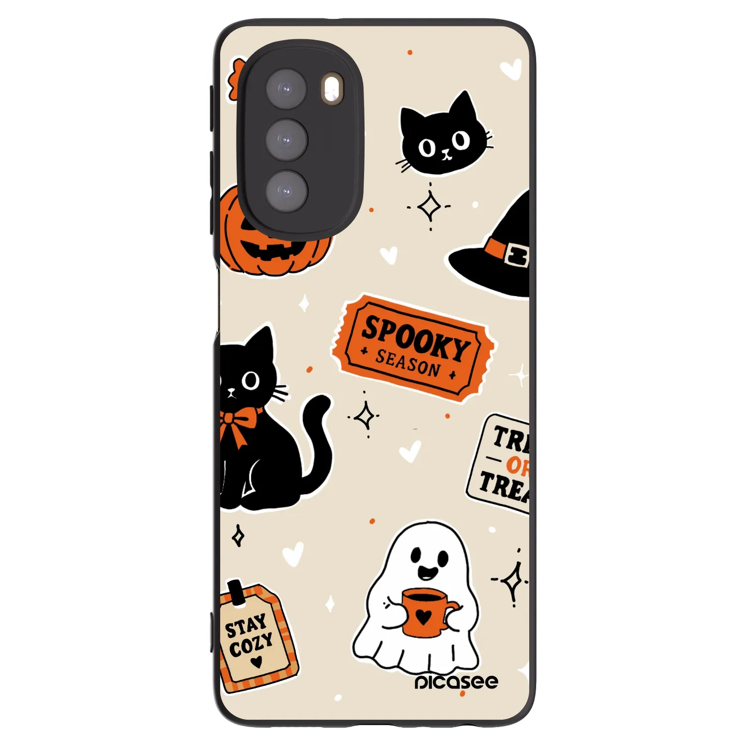 Picasee silikonový černý obal pro Motorola Moto G51 - Halloween stickers