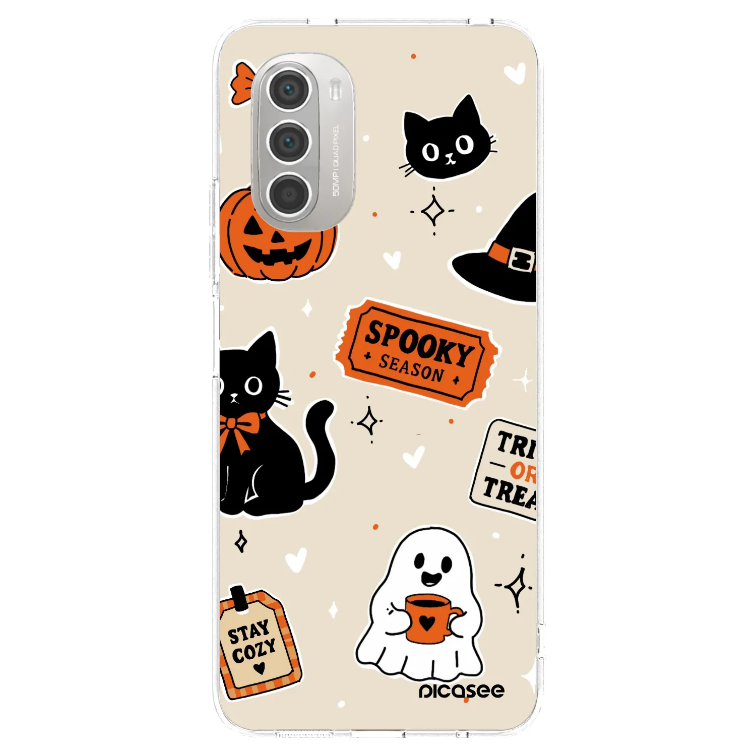 Picasee silikonový průhledný obal pro Motorola Moto G51 - Halloween stickers
