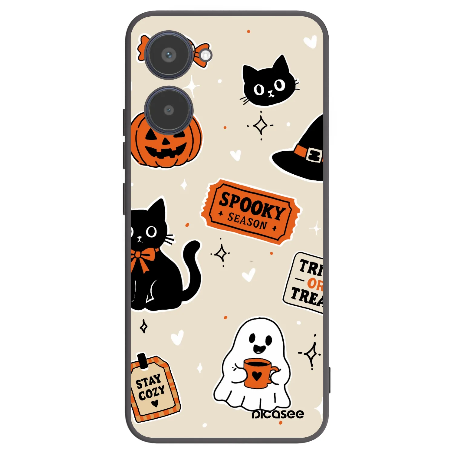 Picasee silikonový černý obal pro Realme 10 4G - Halloween stickers