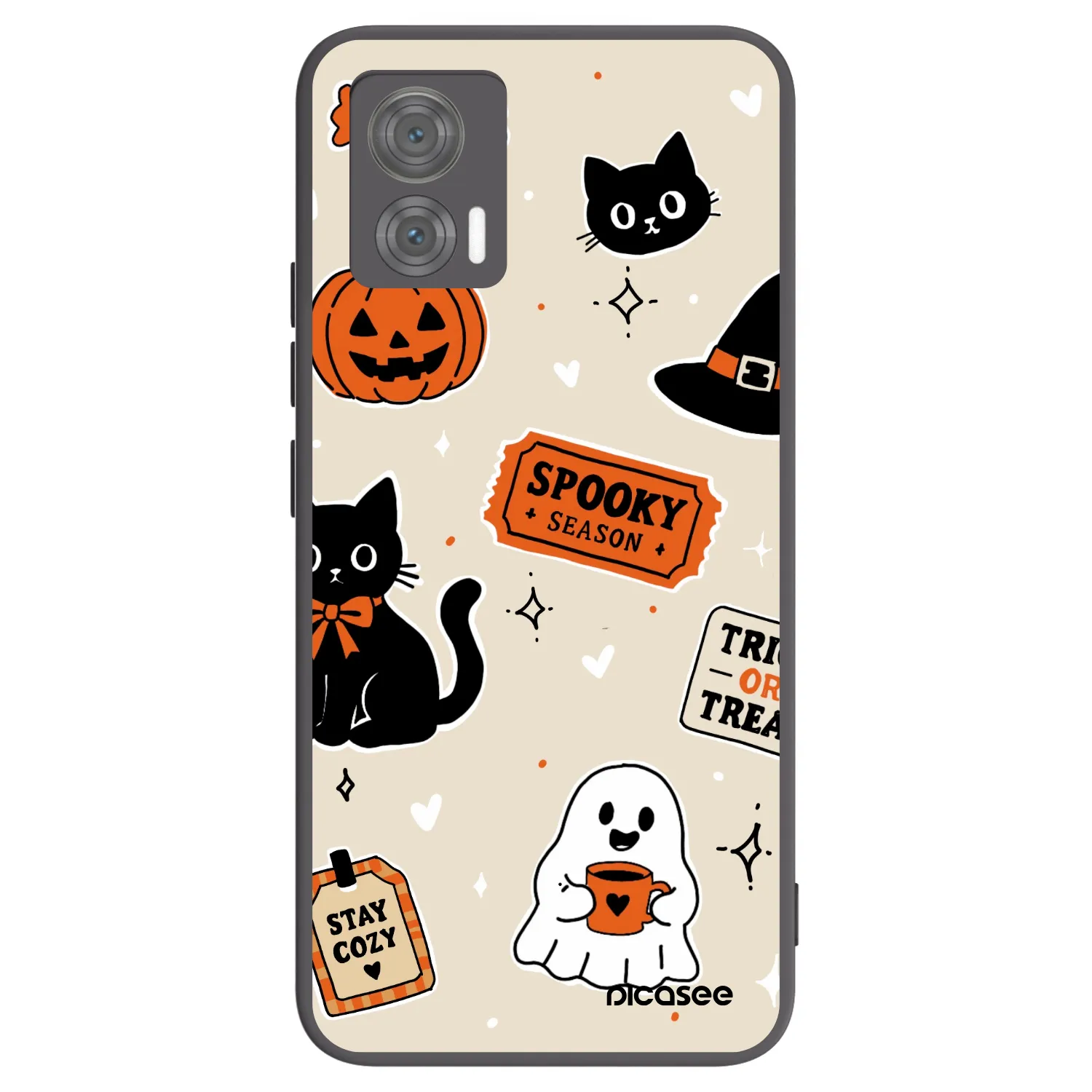 Picasee silikonový černý obal pro Motorola Edge 30 Neo - Halloween stickers