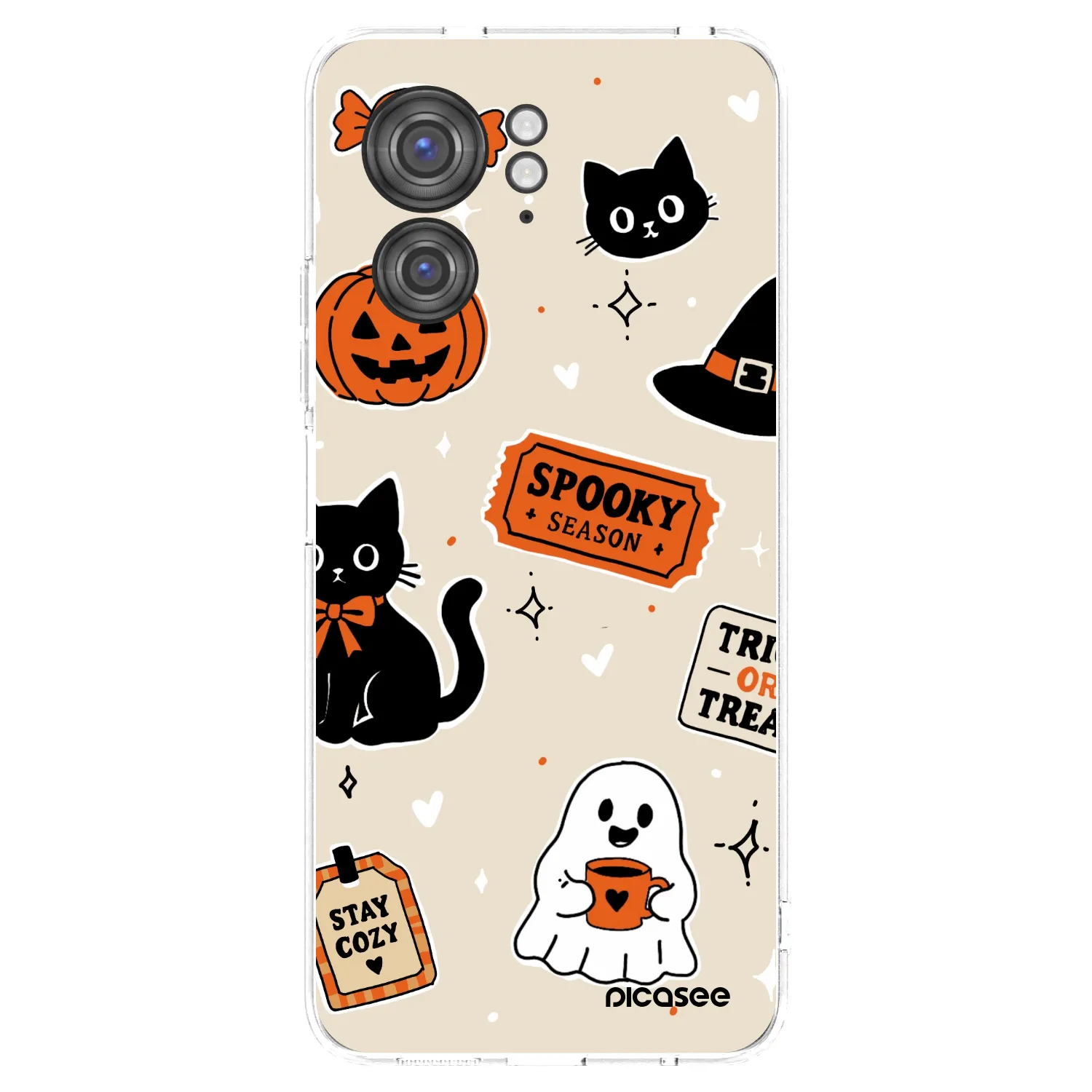 Picasee silikonový průhledný obal pro Motorola Edge 40 - Halloween stickers