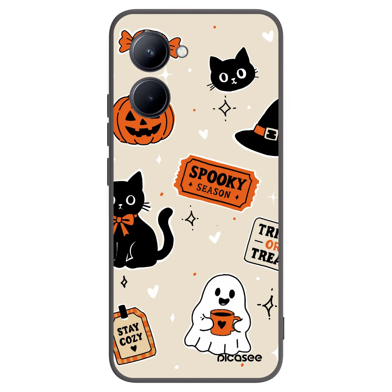 Picasee silikonový černý obal pro Realme C33 (2023) - Halloween stickers
