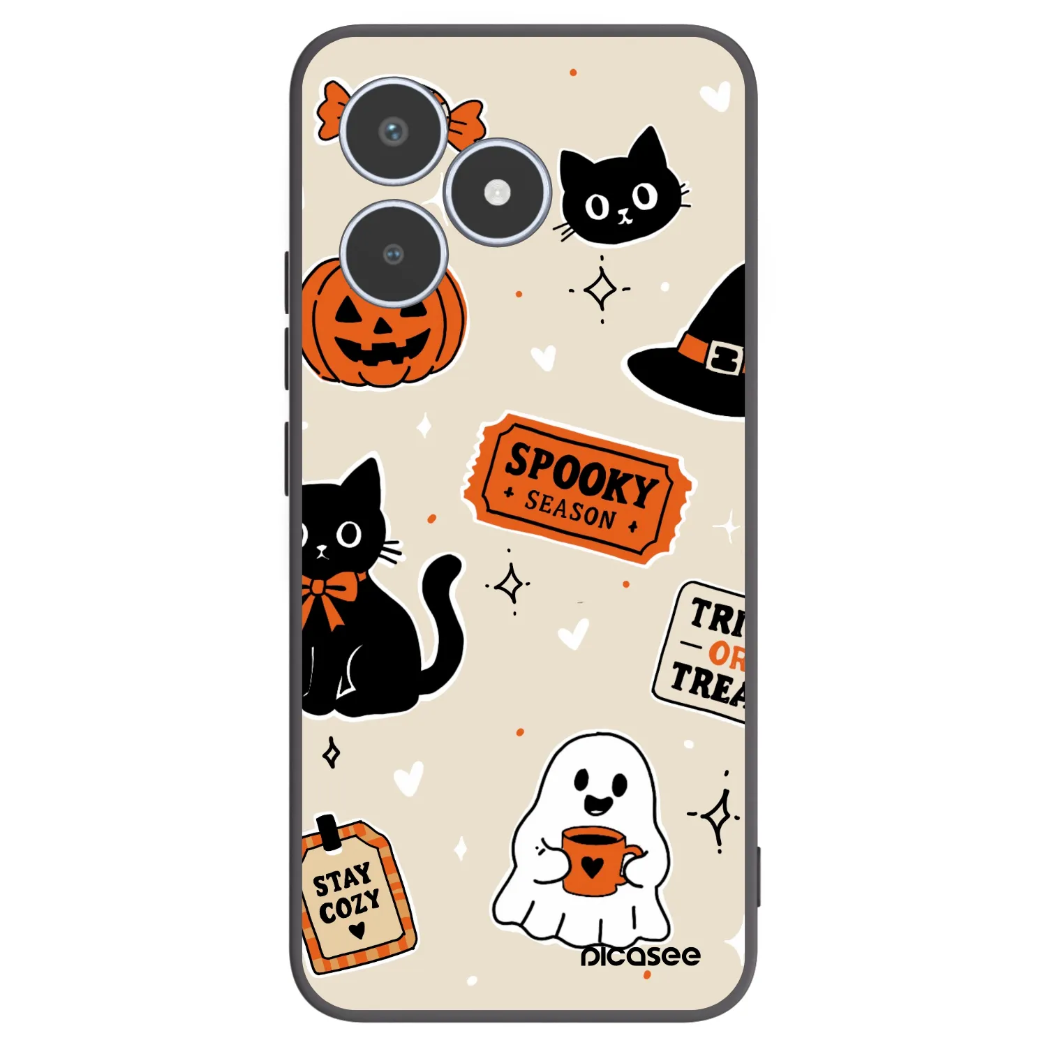 Picasee silikonový černý obal pro Realme C53 - Halloween stickers