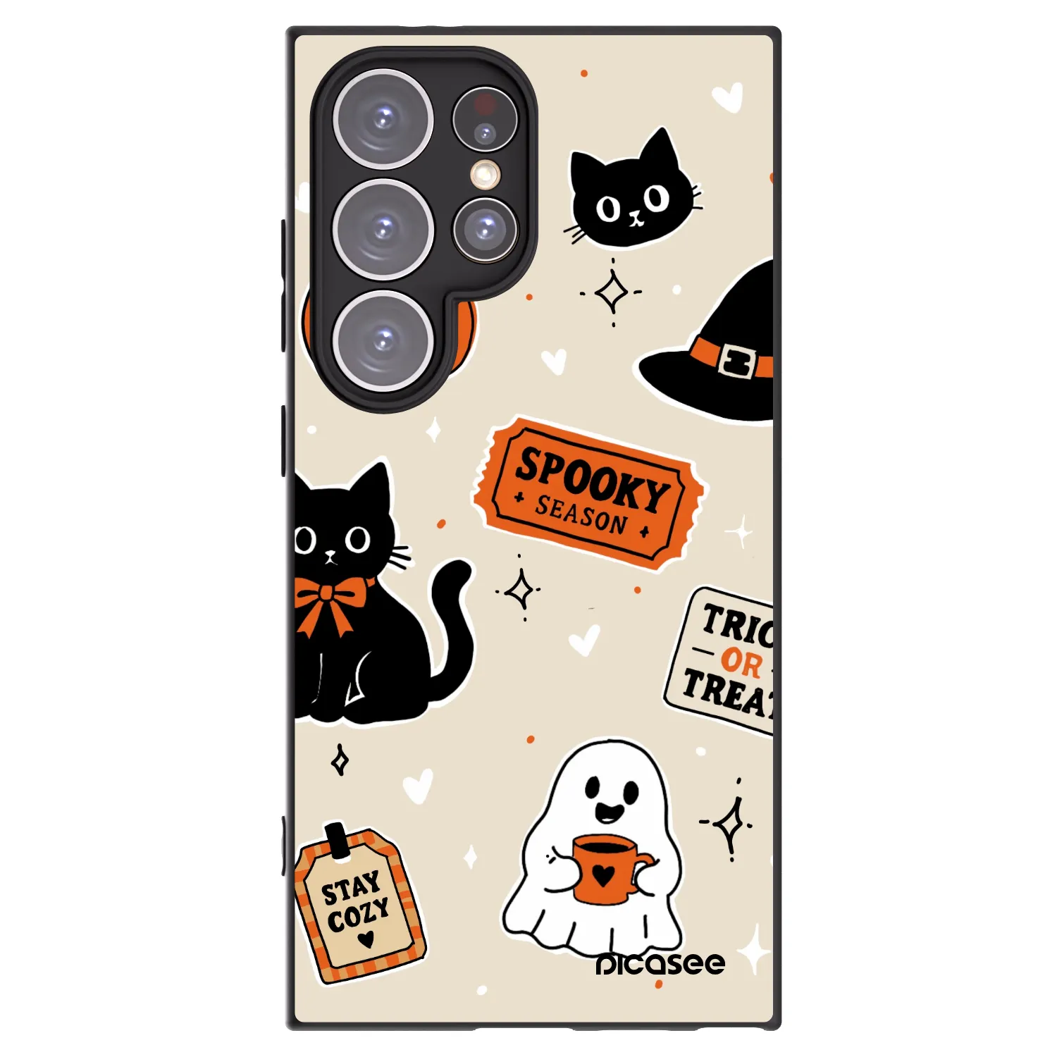Picasee silikonový černý obal pro Samsung Galaxy S24 Ultra S928B 5G - Halloween stickers