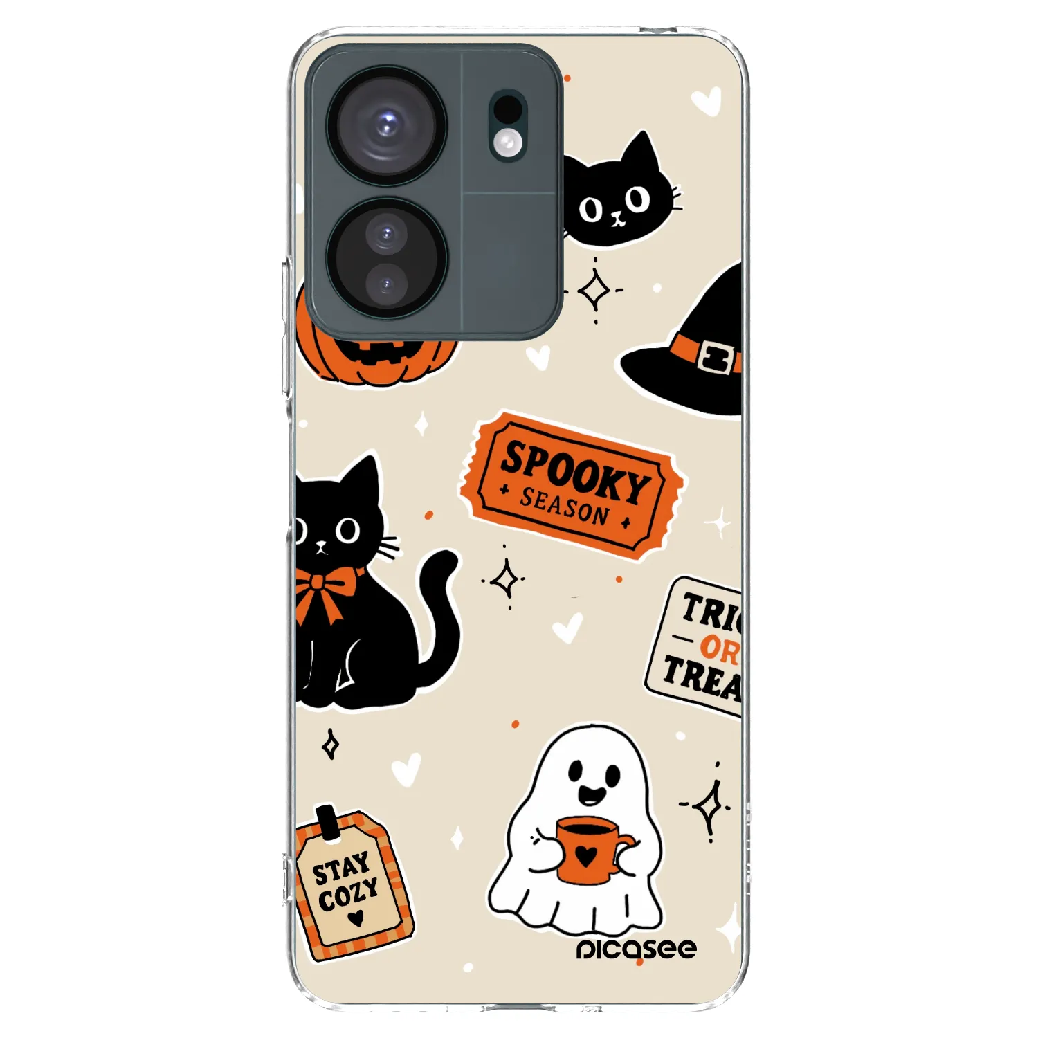 Picasee silikonový průhledný obal pro Xiaomi Redmi 13C 4G - Halloween stickers