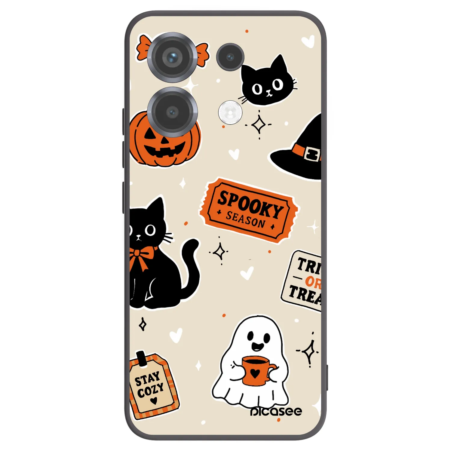 Picasee silikonový černý obal pro Xiaomi Poco X6 - Halloween stickers
