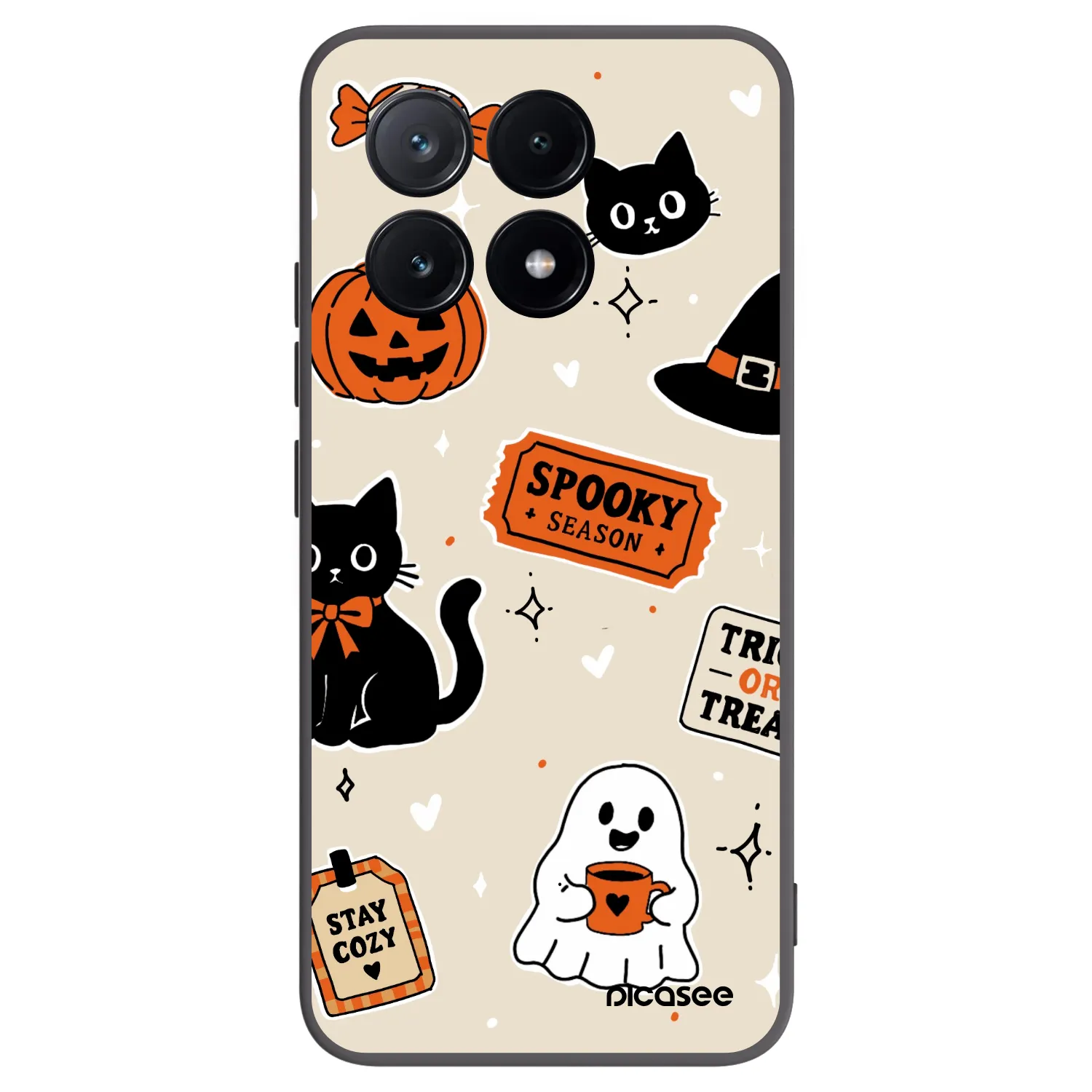 Picasee silikonový černý obal pro Xiaomi Poco X6 Pro - Halloween stickers