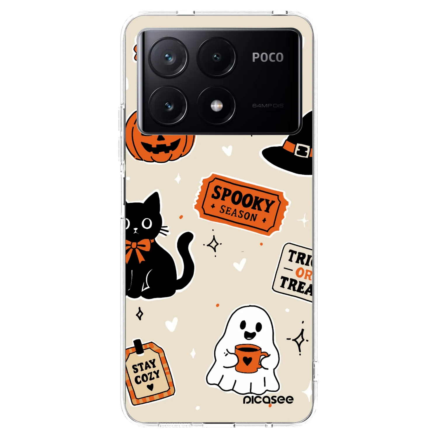 Picasee silikonový průhledný obal pro Xiaomi Poco X6 Pro - Halloween stickers